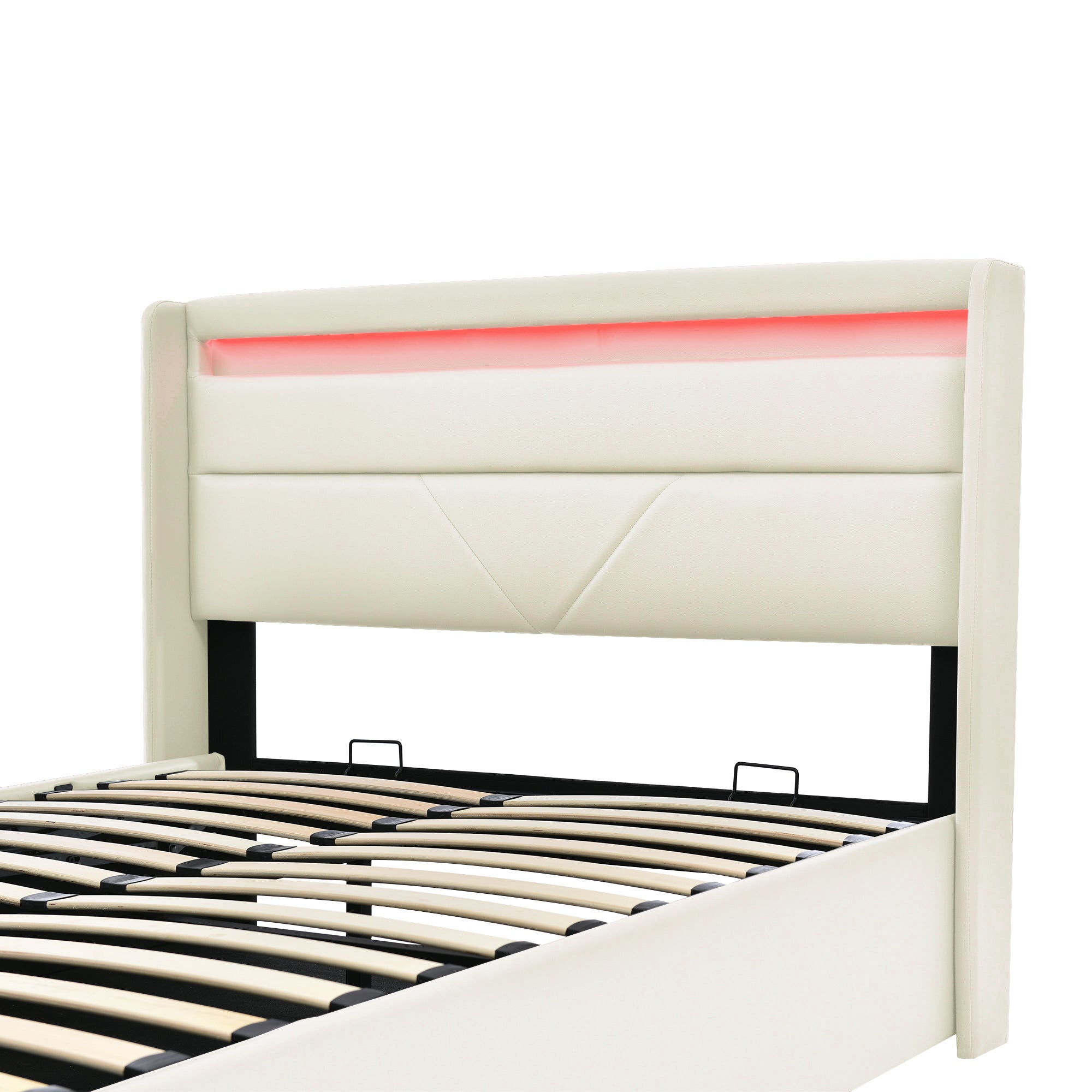 Logidon Hydraulisch Opbergbed Met LED Verlichting 140x200 Wit