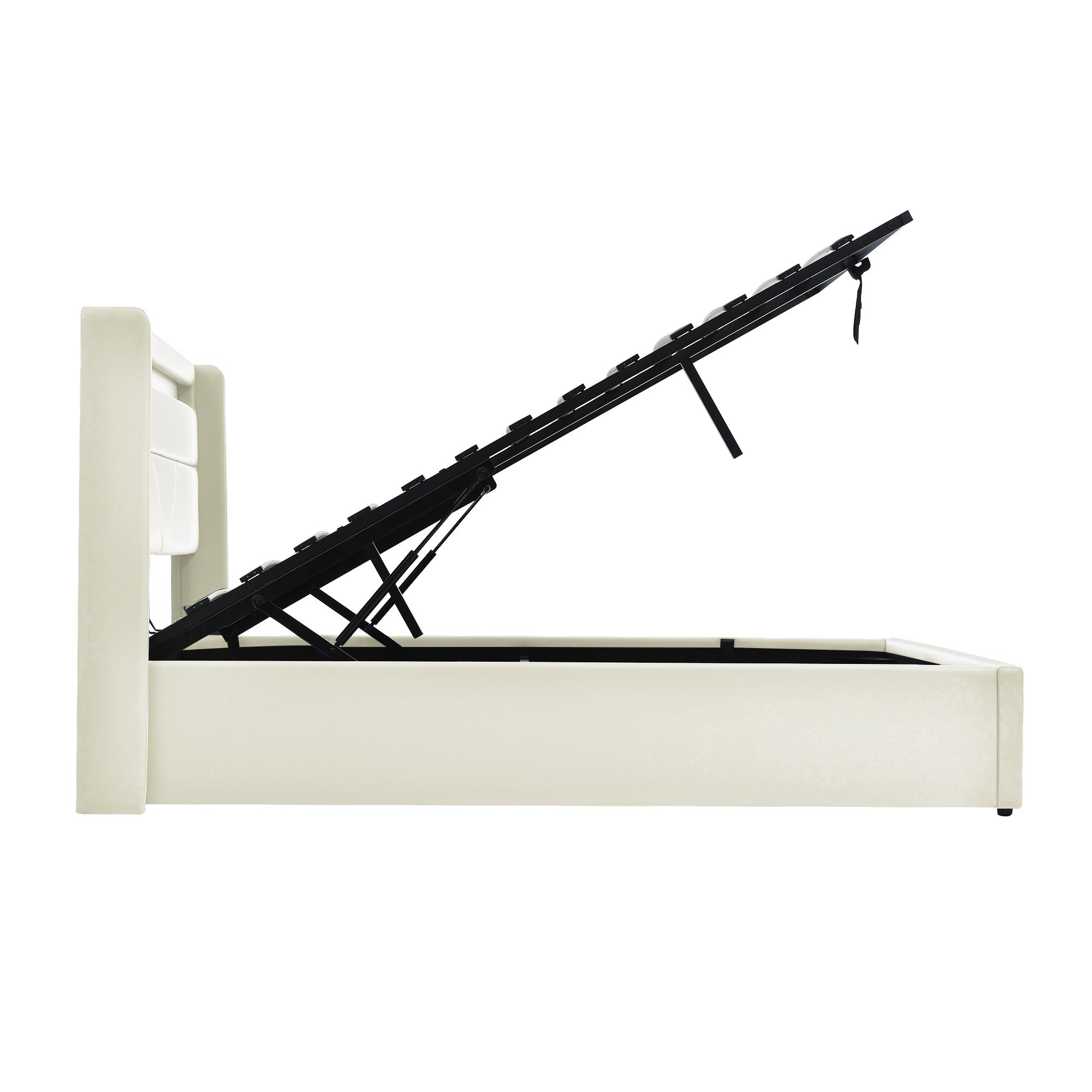 Logidon Hydraulisch Opbergbed 160x200 cm Wit Met LED Verlichting