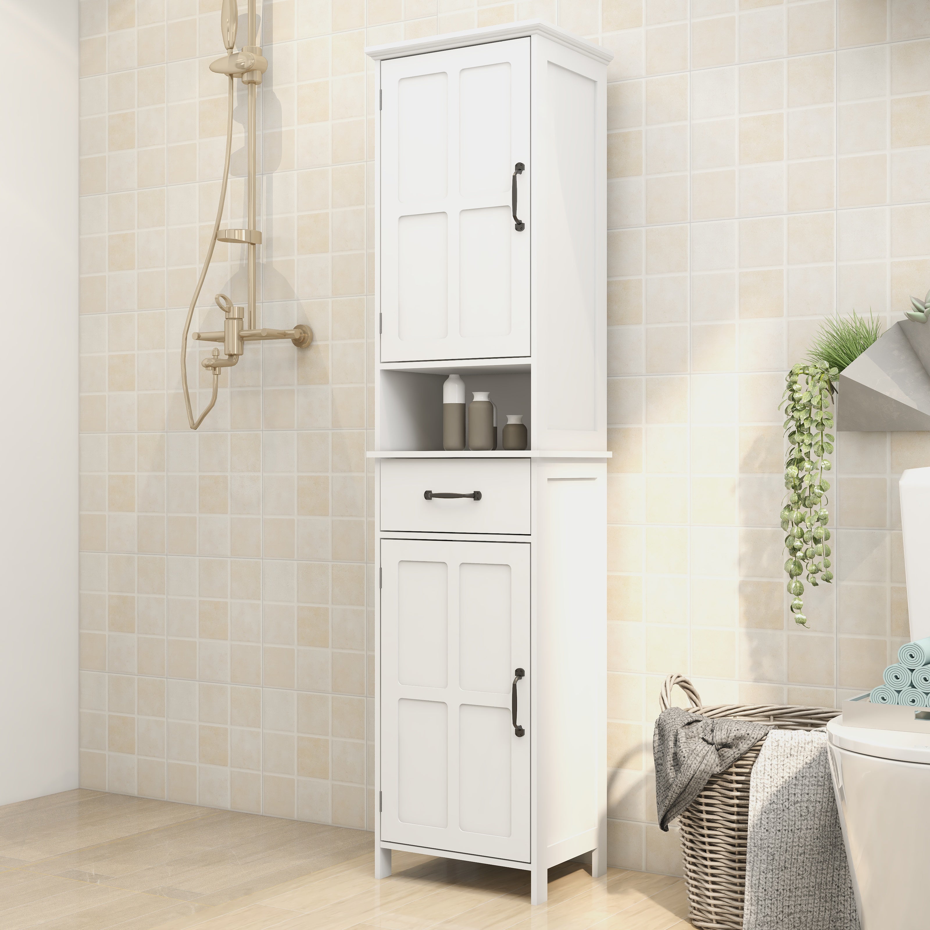 Logidon dubbele deur smalle hoge kast wit MDF 165x40x30 cm