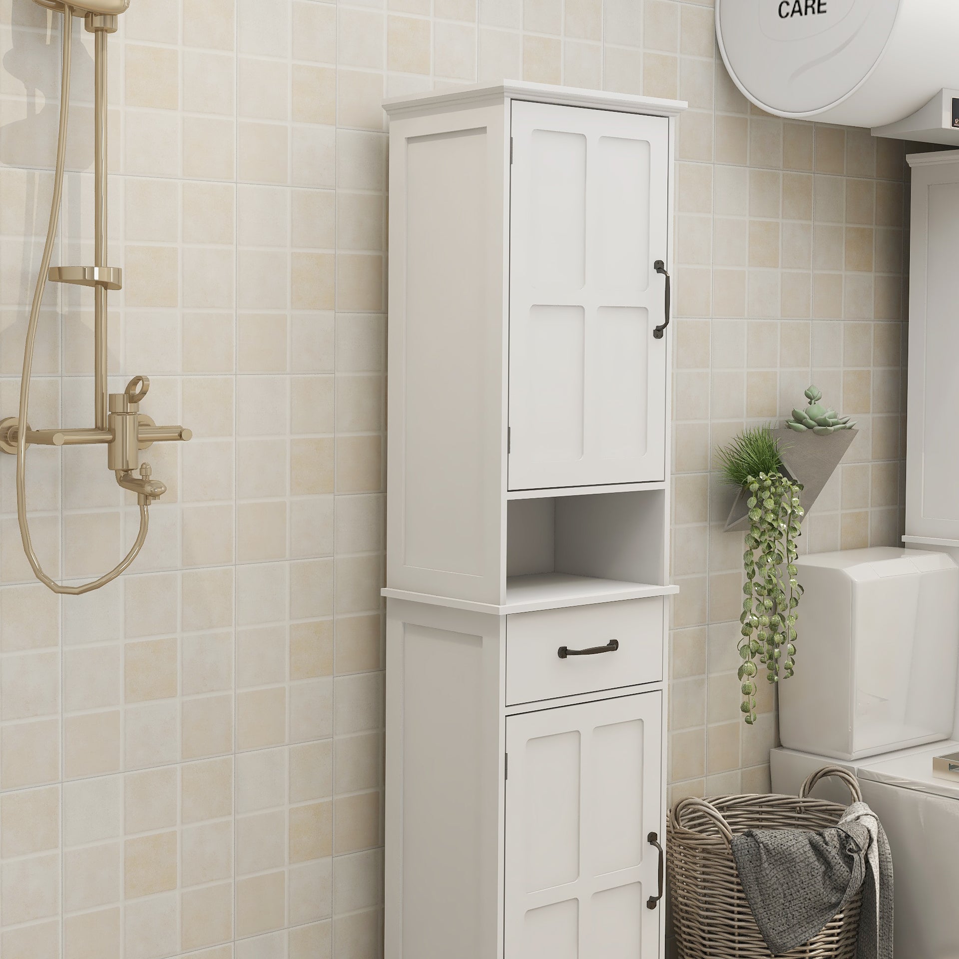 Logidon dubbele deur smalle hoge kast wit MDF 165x40x30 cm