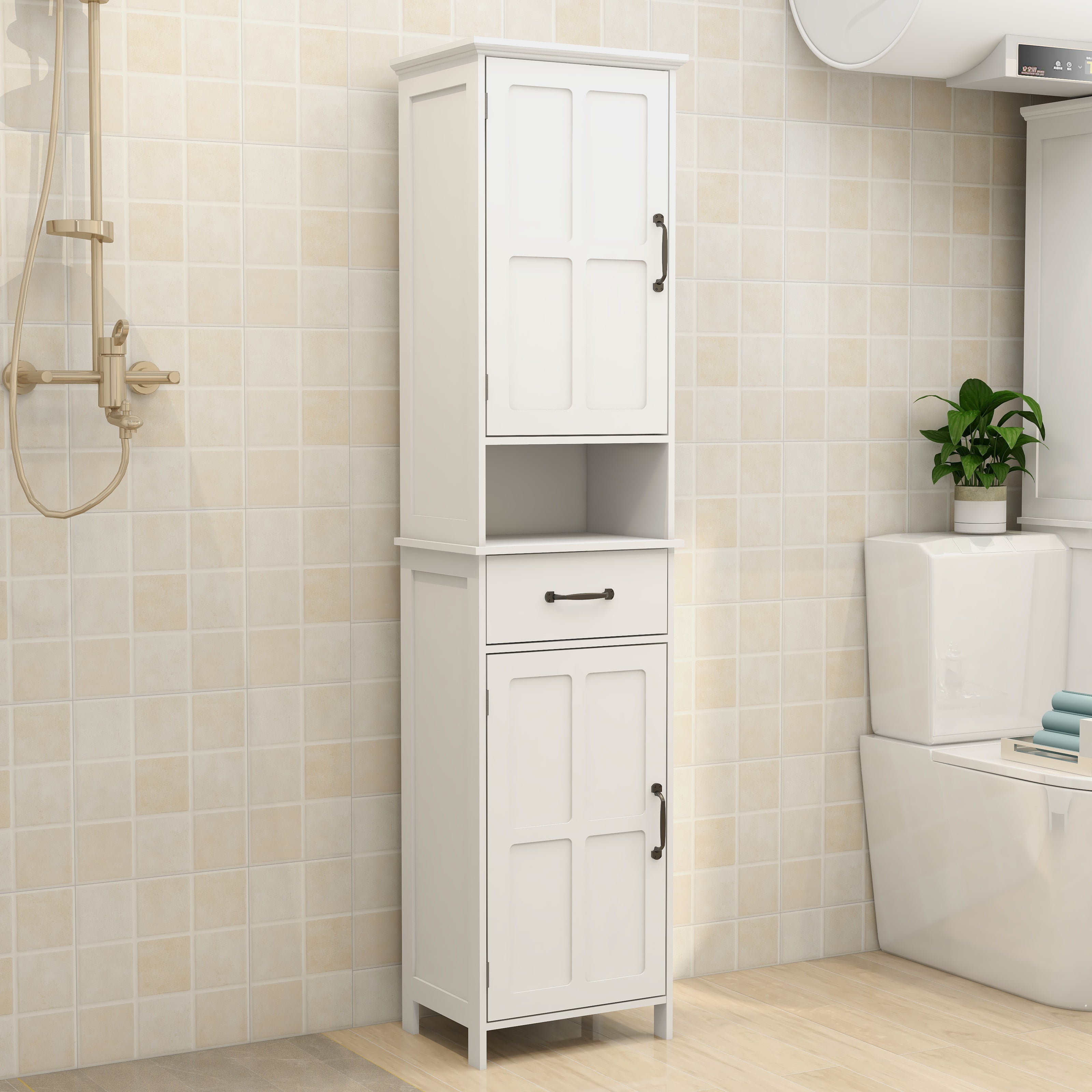 Logidon dubbele deur smalle hoge kast wit MDF 165x40x30 cm