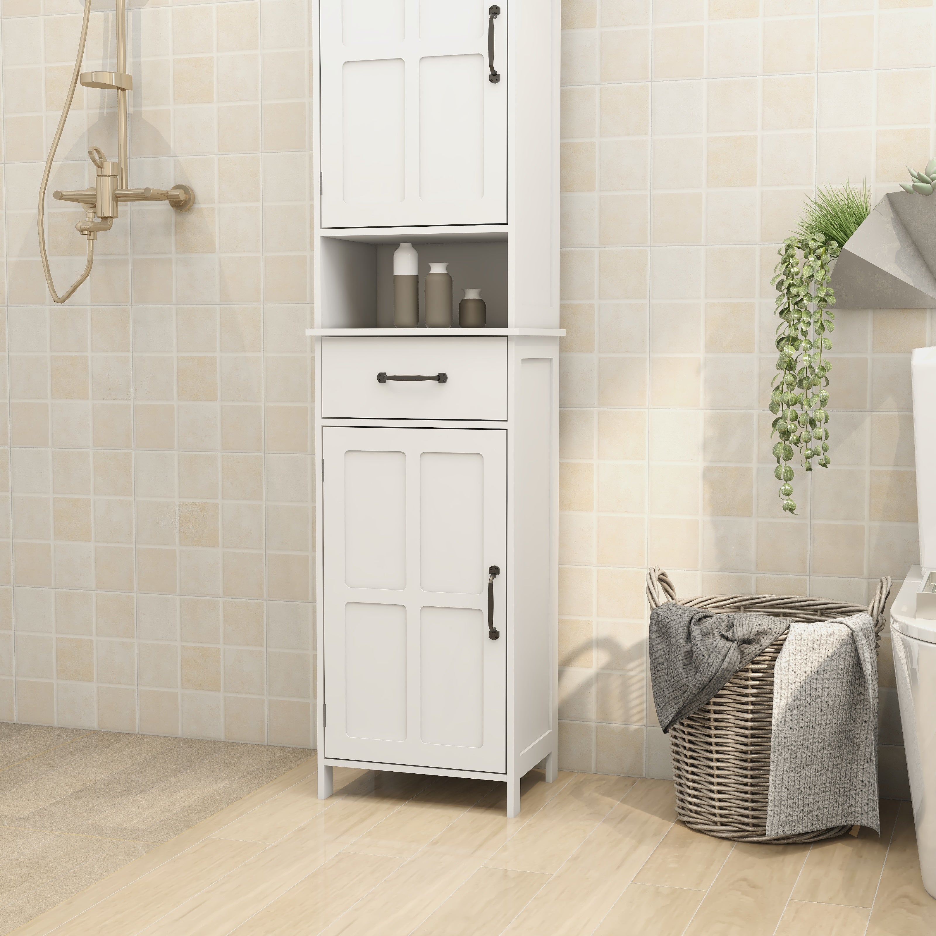 Logidon dubbele deur smalle hoge kast wit MDF 165x40x30 cm