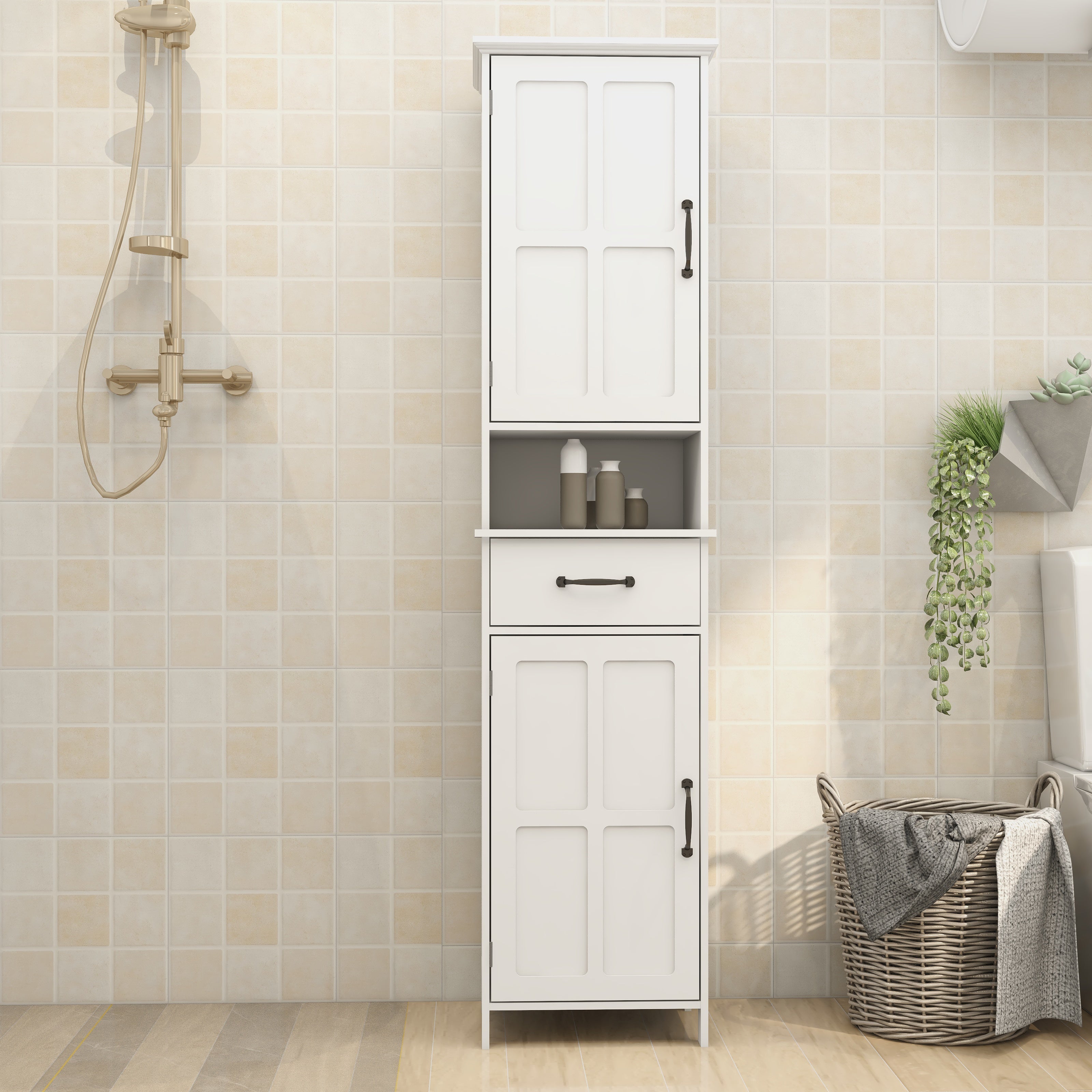 Logidon dubbele deur smalle hoge kast wit MDF 165x40x30 cm