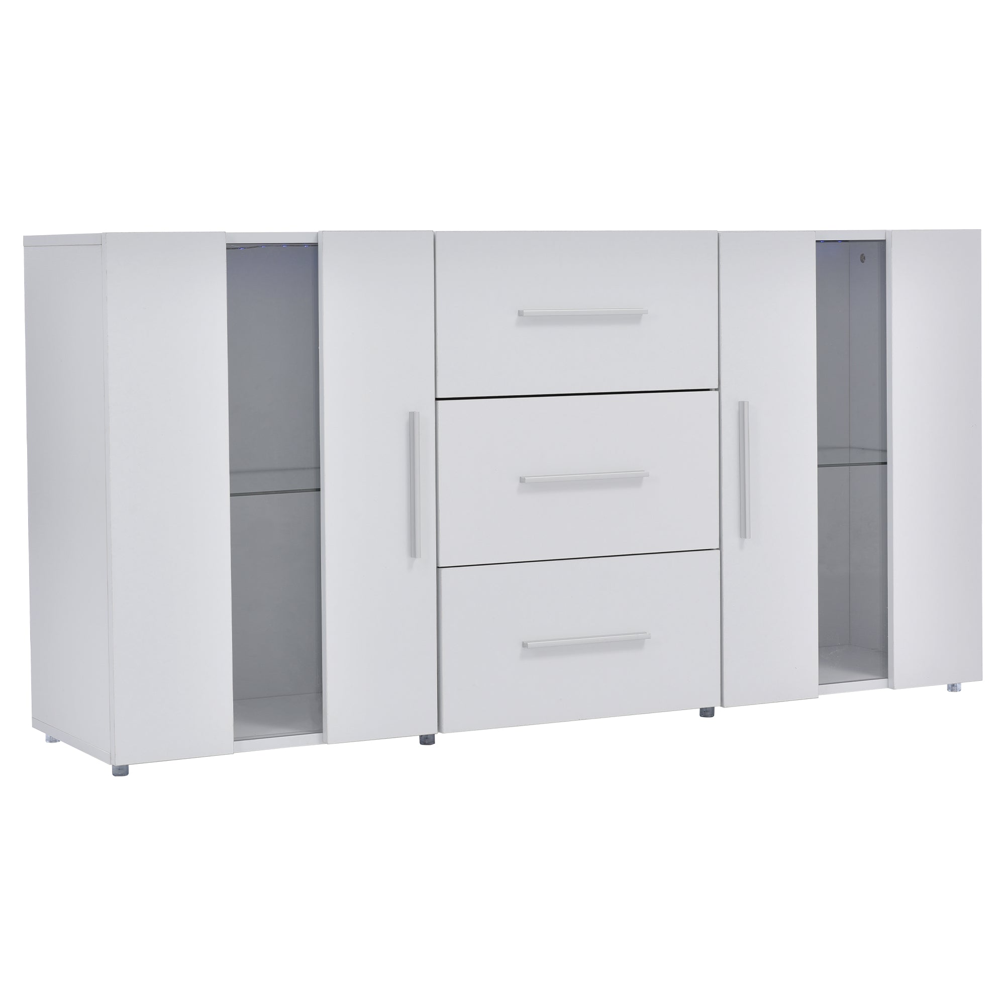 Logidon dressoir TV-meubel 140x35x70 cm wit met LED-verlichting
