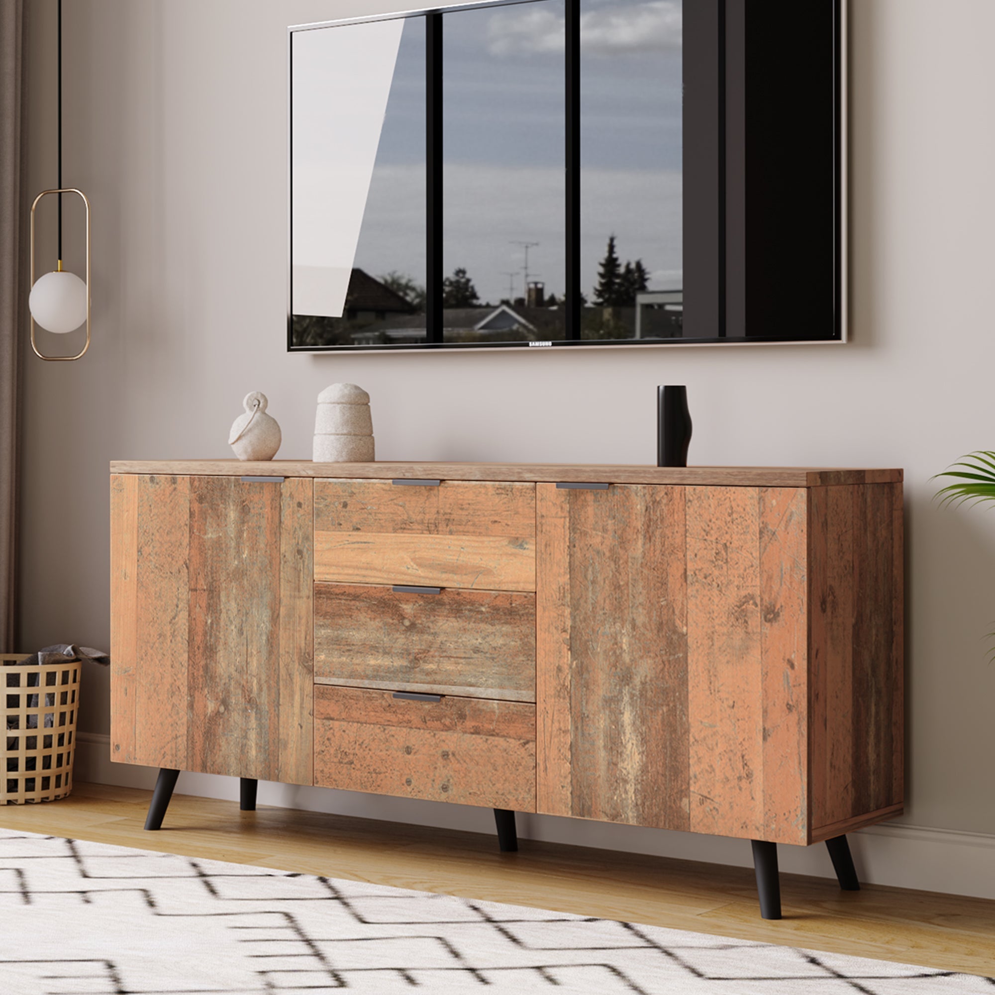 Logidon Sideboard TV Cabinet Adjustable Shelves 140 cm Vintage Brown