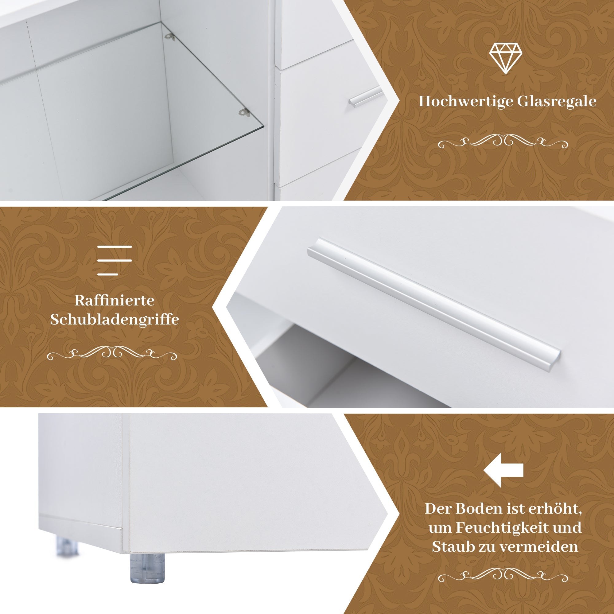Logidon dressoir TV-meubel 140x35x70 cm wit met LED-verlichting