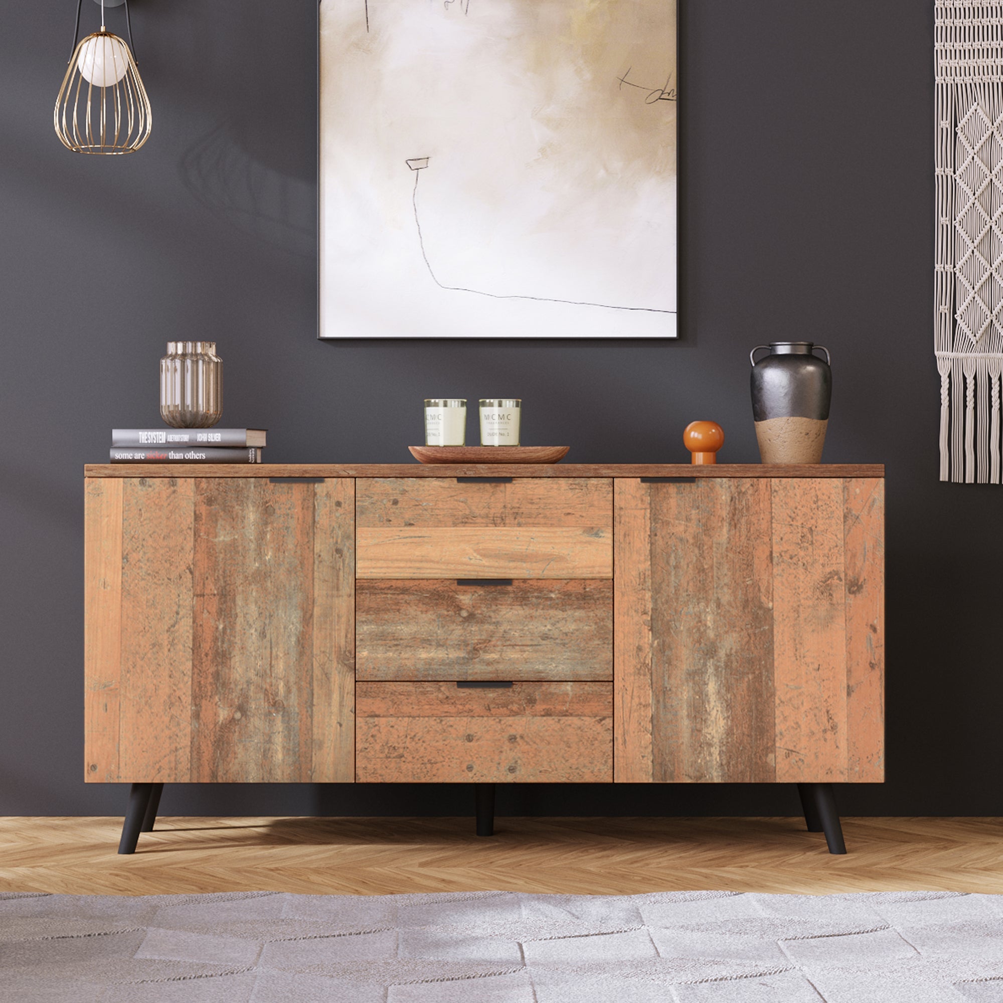 Logidon Sideboard TV Cabinet Adjustable Shelves 140 cm Vintage Brown