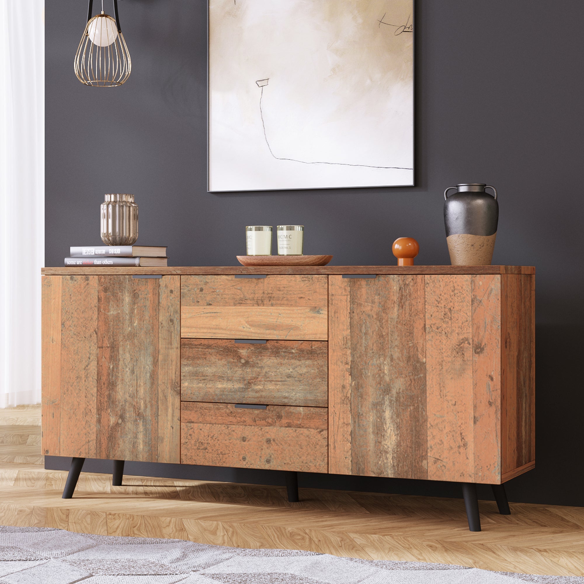 Logidon Sideboard TV Cabinet Adjustable Shelves 140 cm Vintage Brown