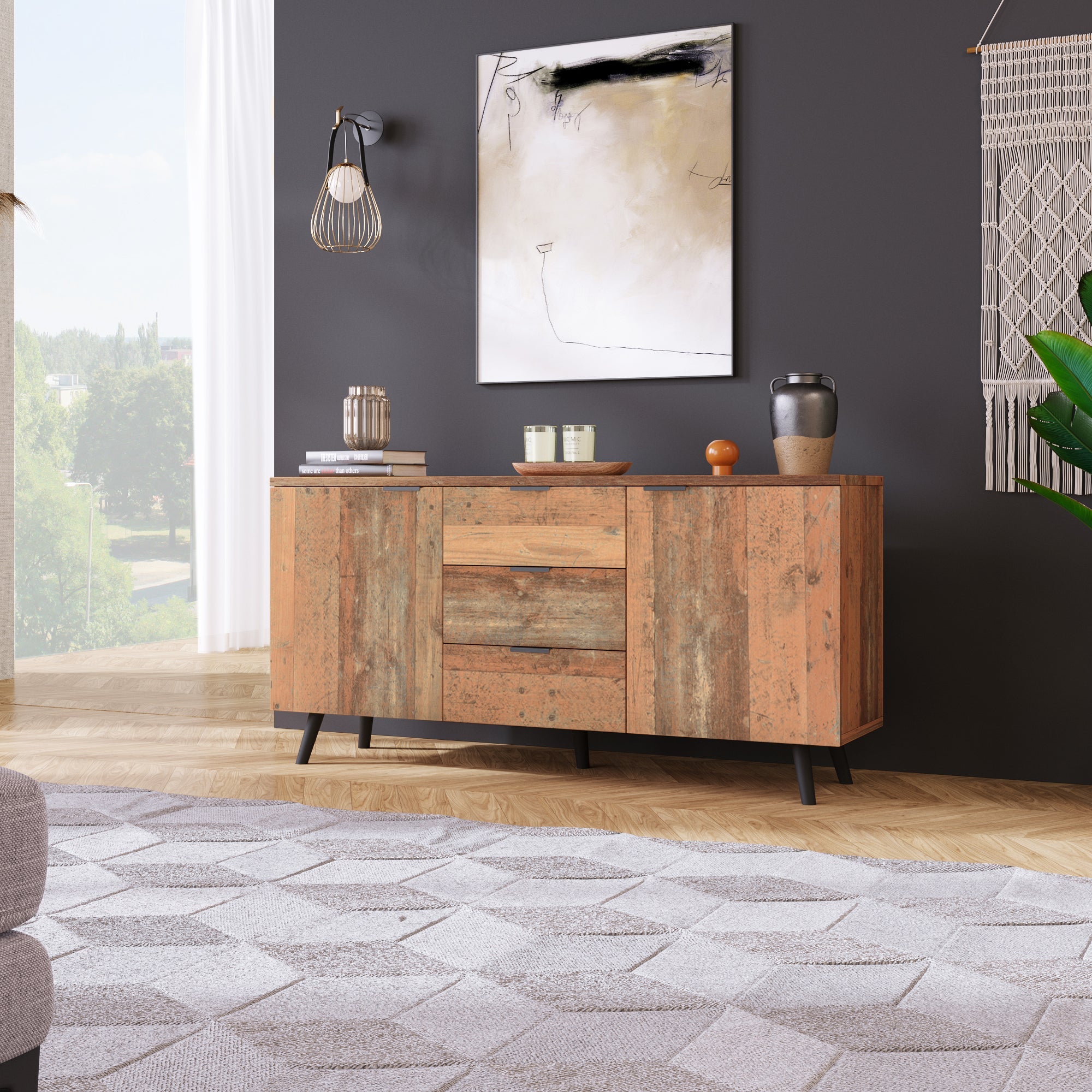 Logidon Sideboard TV Cabinet Adjustable Shelves 140 cm Vintage Brown