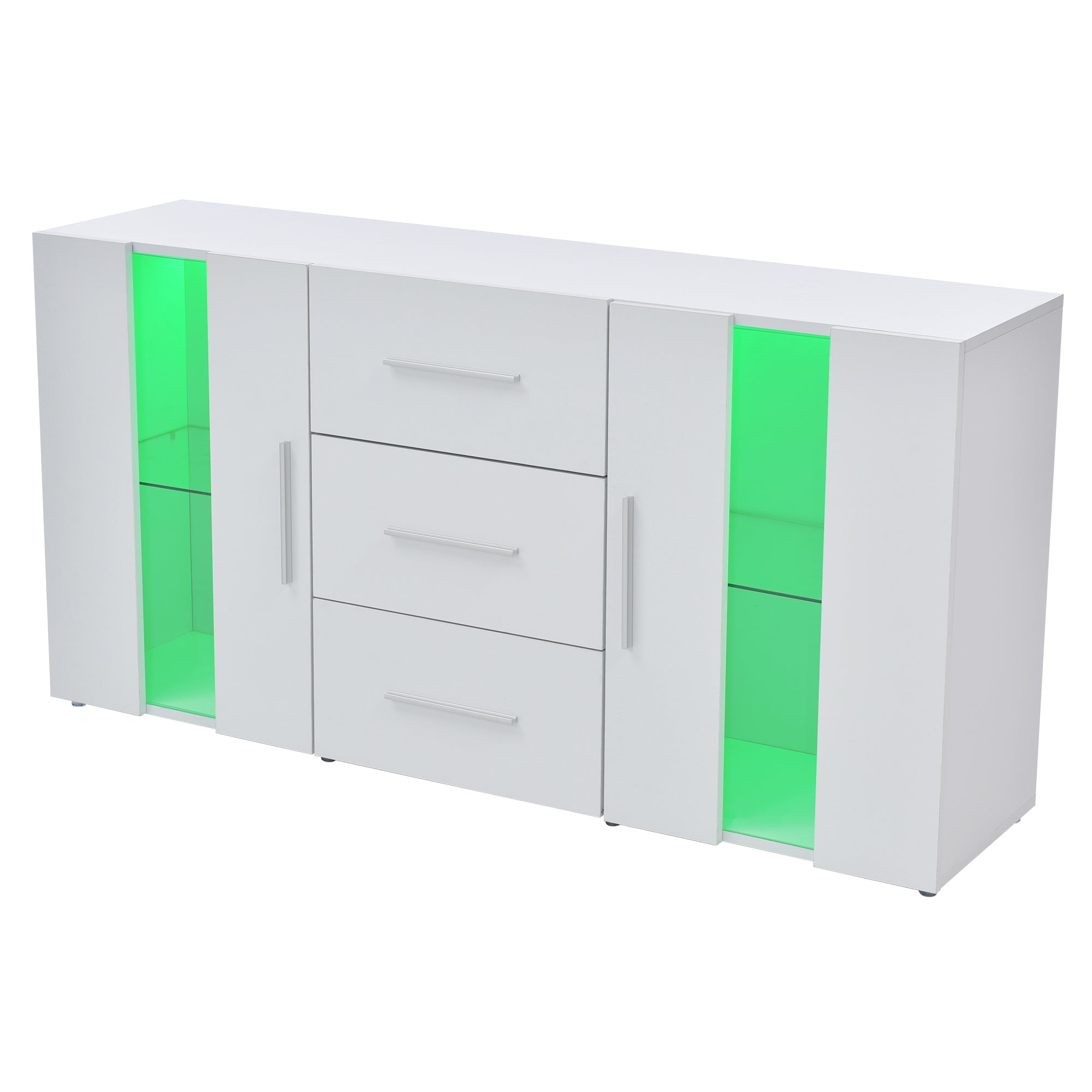 Logidon dressoir TV-meubel 140x35x70 cm wit met LED-verlichting