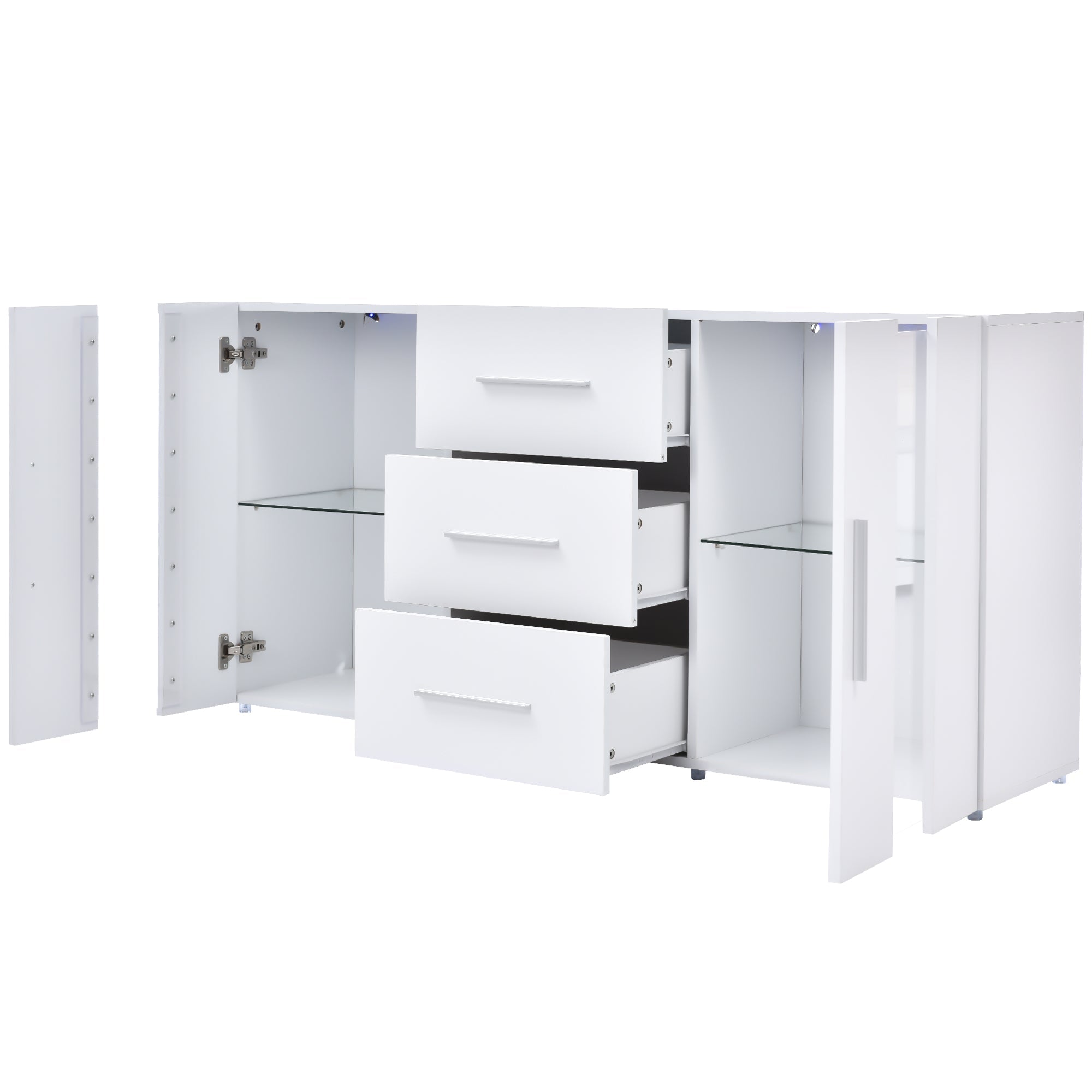 Logidon dressoir TV-meubel 140x35x70 cm wit met LED-verlichting