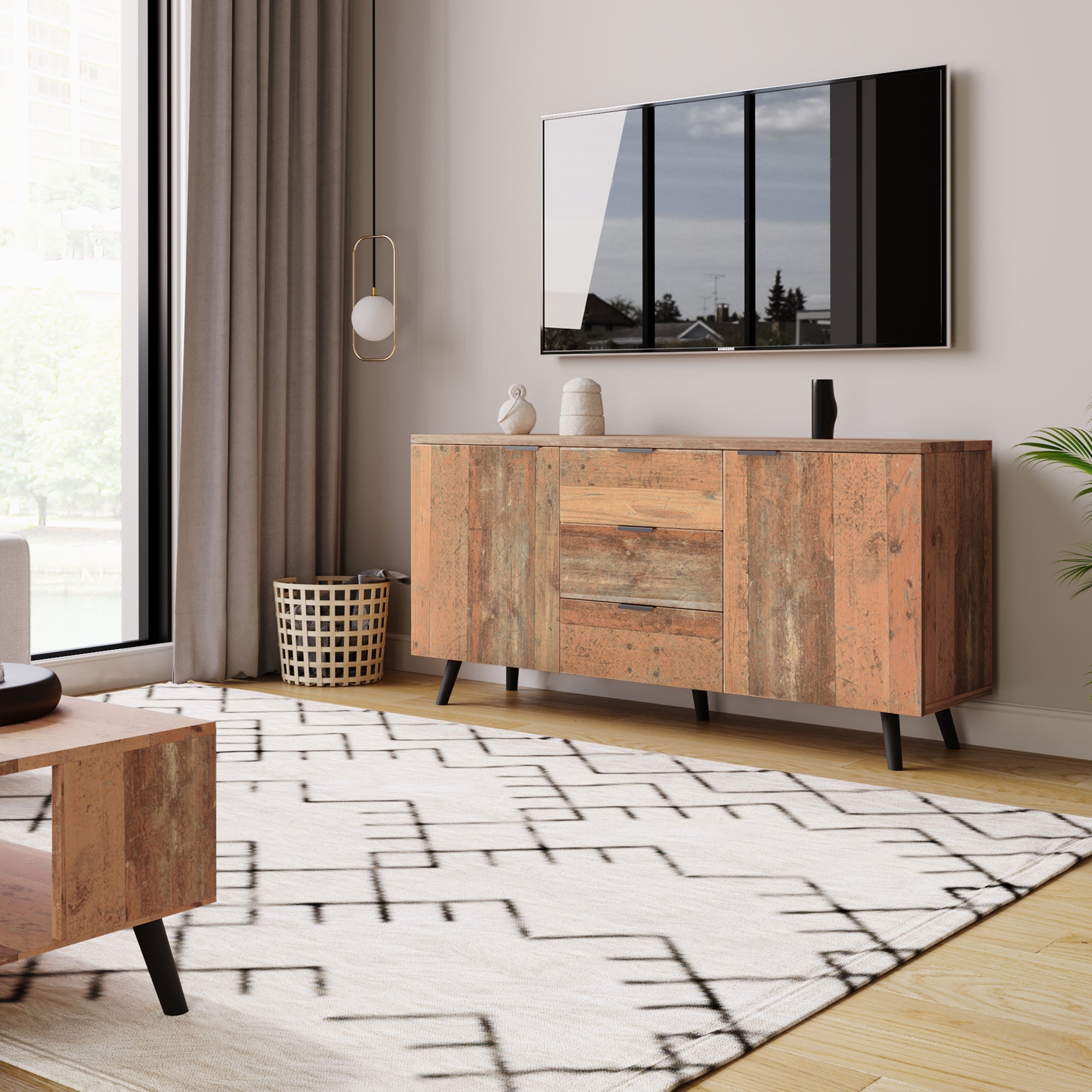Logidon Sideboard TV Cabinet Adjustable Shelves 140 cm Vintage Brown