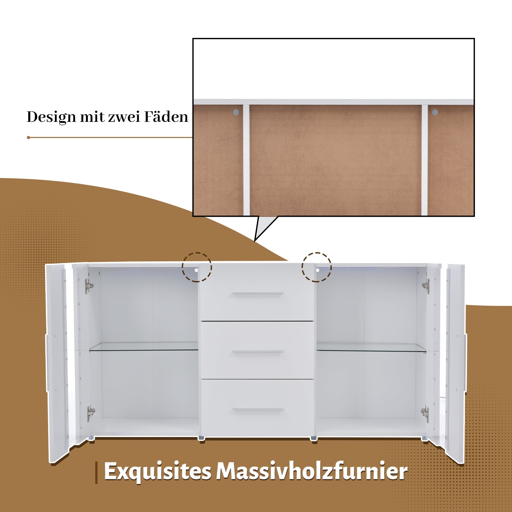Logidon dressoir TV-meubel 140x35x70 cm wit met LED-verlichting
