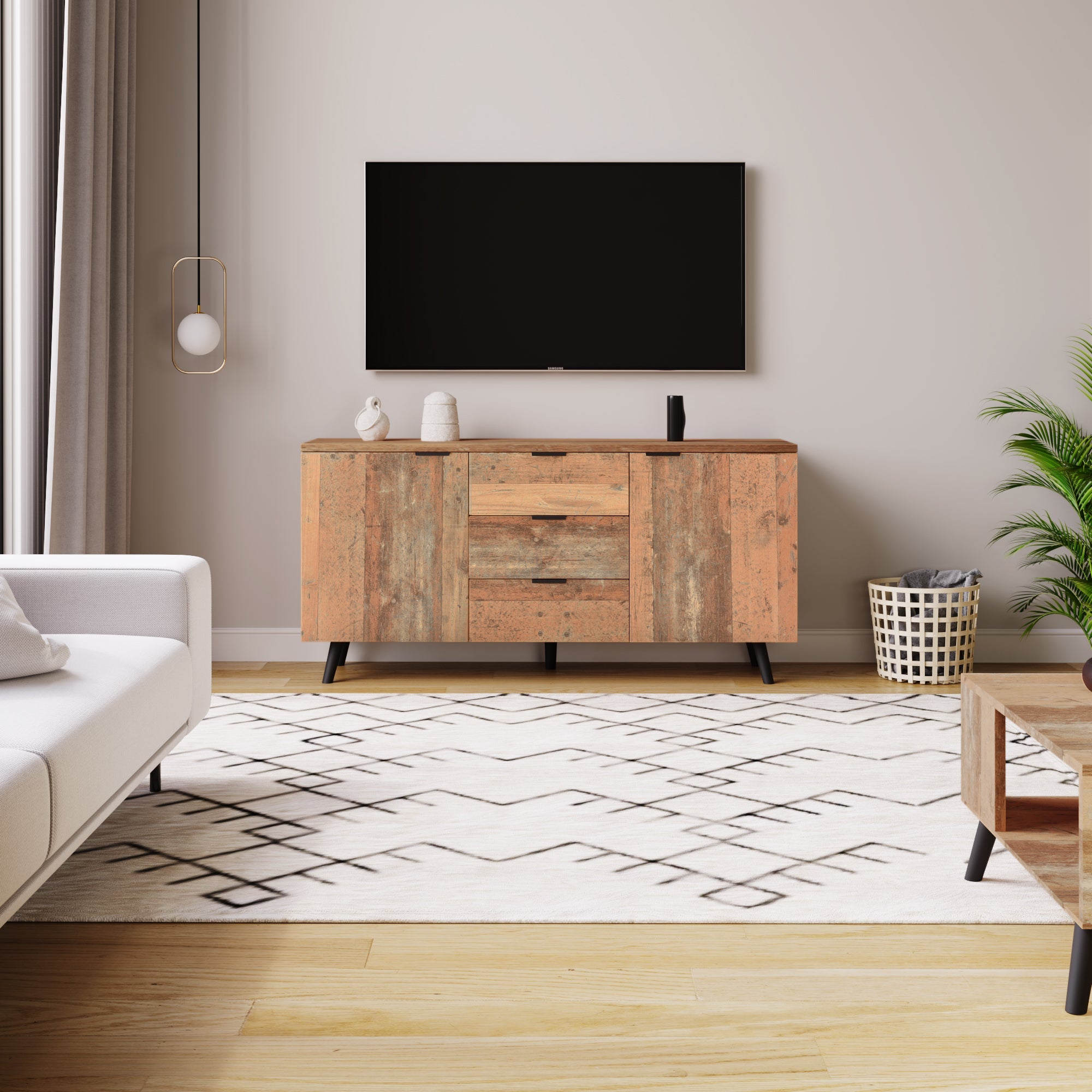 Logidon Sideboard TV Cabinet Adjustable Shelves 140 cm Vintage Brown