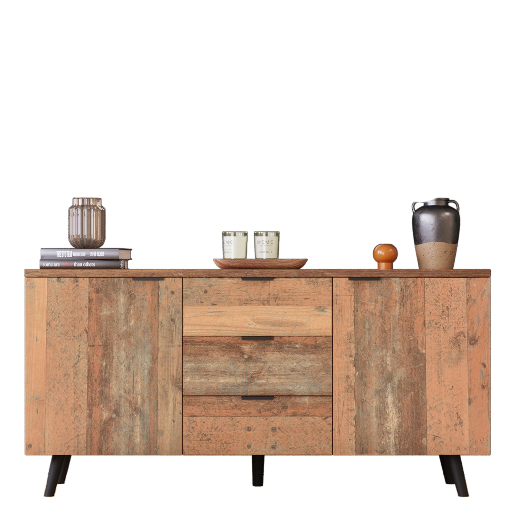 Logidon Dressoir TV-kast Verstelbare Planken 140 cm Vintage Bruin