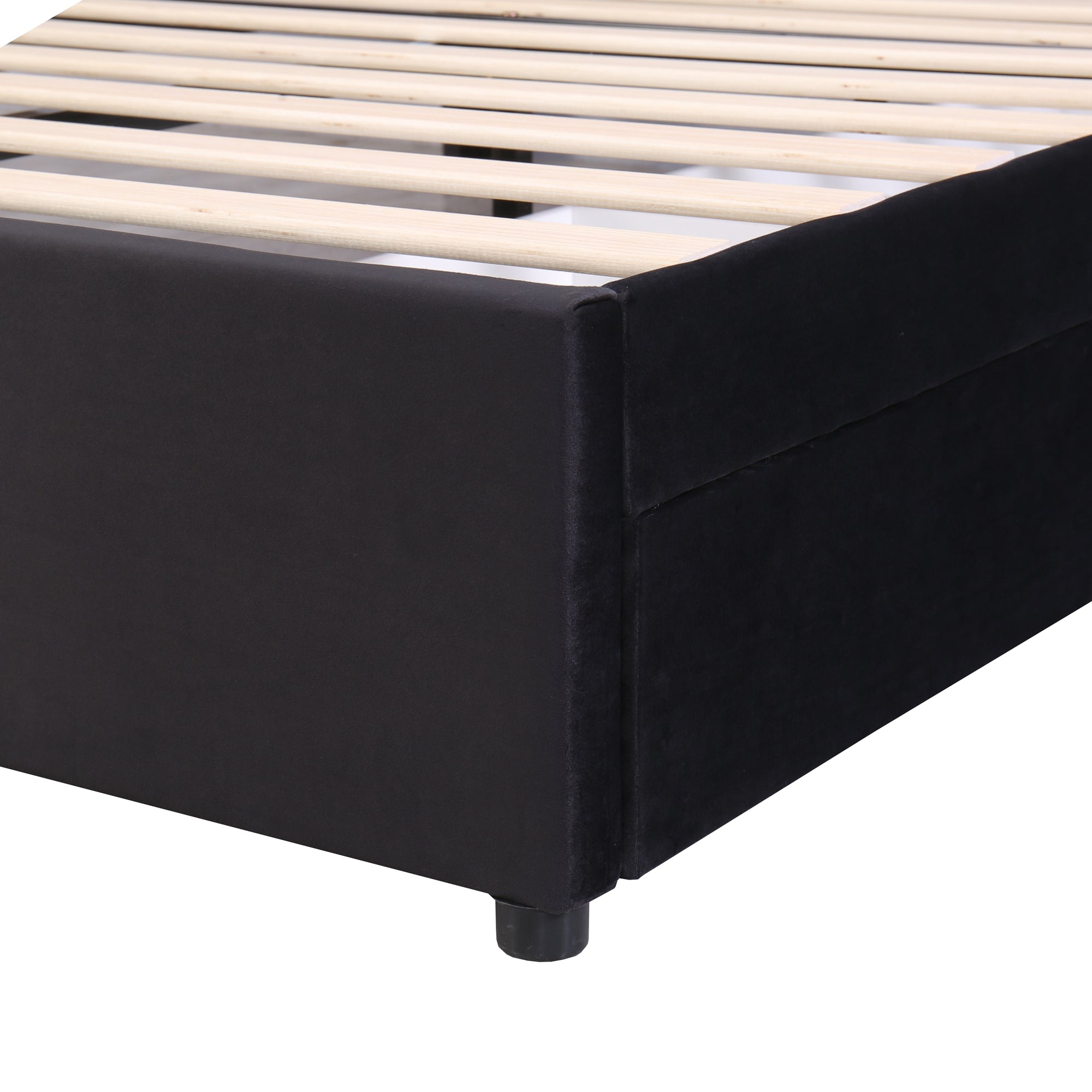 Logidon gestoffeerd bed fluweel 140x200 cm zwart met lattenbodem lades