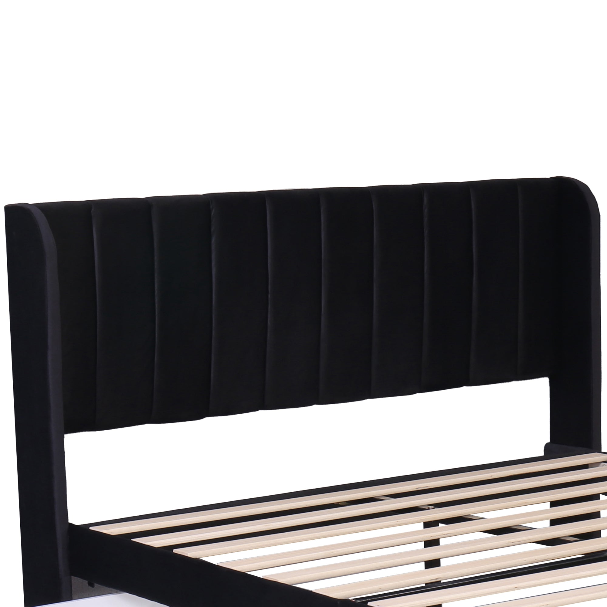 Logidon gestoffeerd bed fluweel 140x200 cm zwart met lattenbodem lades