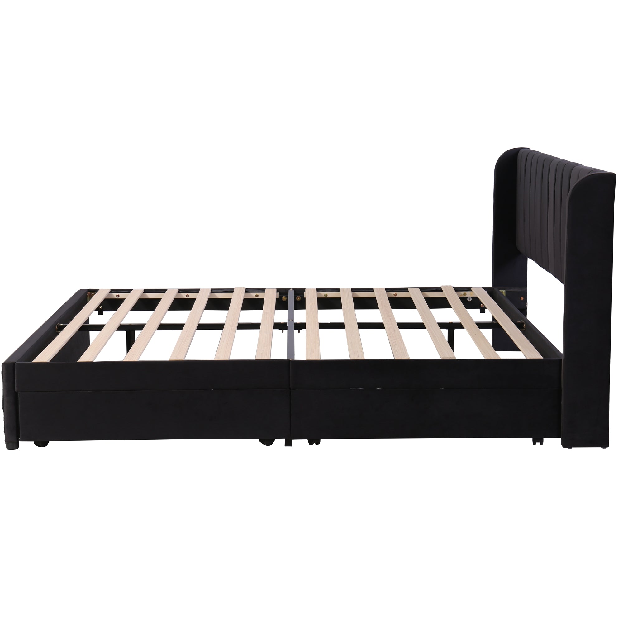 Logidon gestoffeerd bed 180x200 cm fluweel met lattenbodem 2 lades zwart