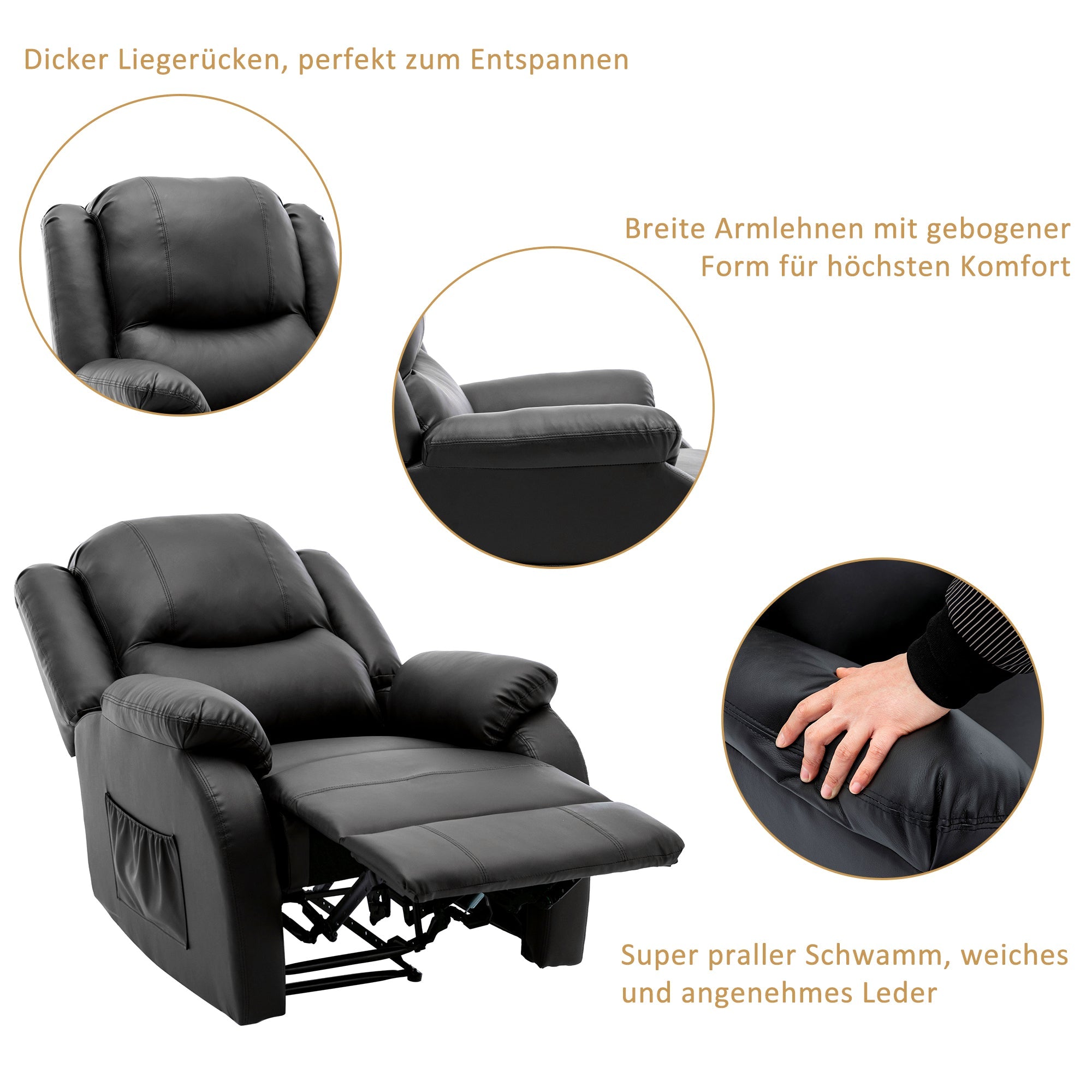 Logidon Verstelbare Relaxstoel Kunstleer Zwart