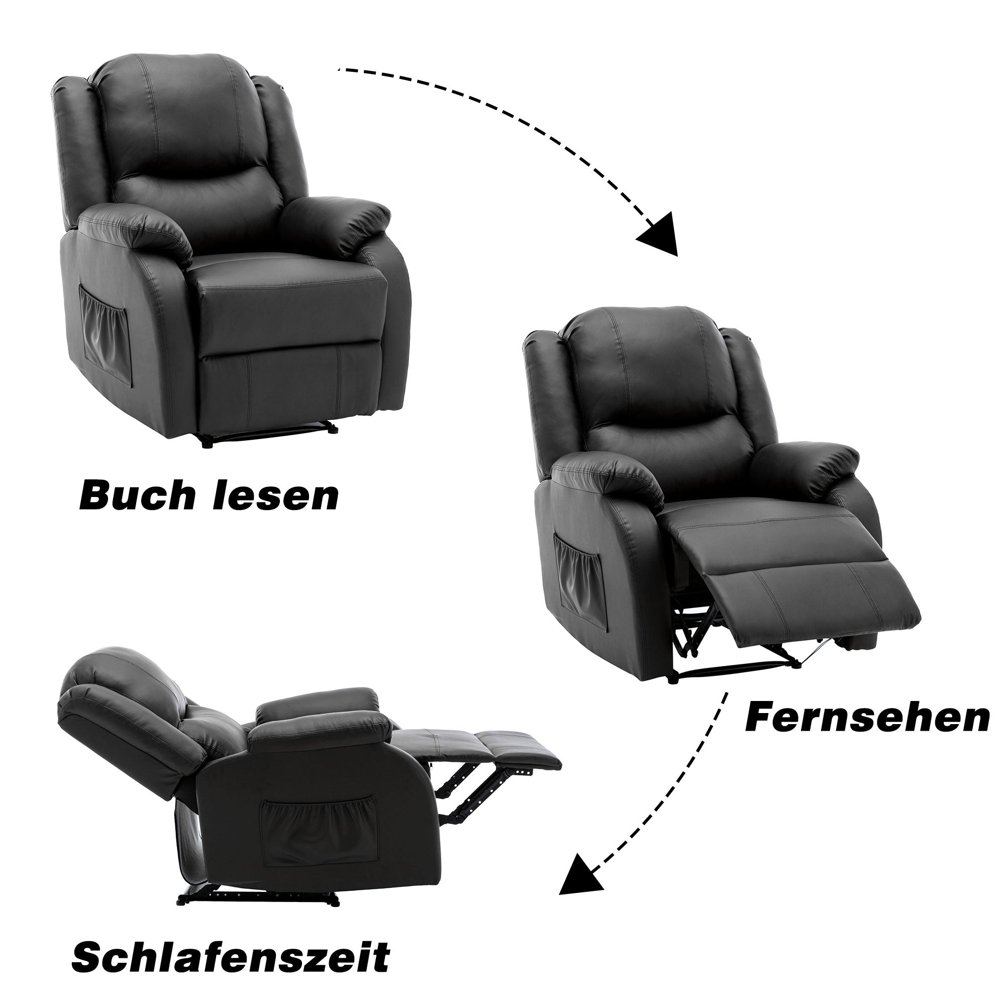 Logidon Verstelbare Relaxstoel Kunstleer Zwart