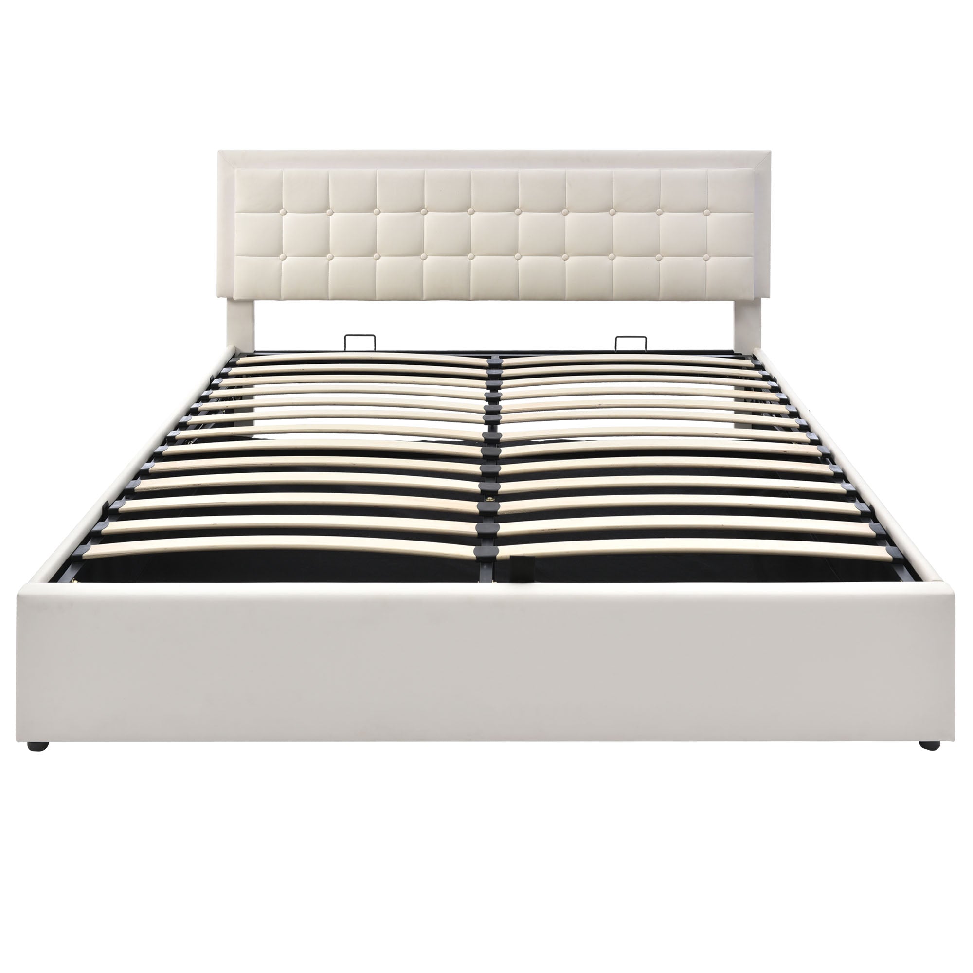 Logidon gestoffeerd bed 140x200 wit met opbergruimte en LED-verlichting