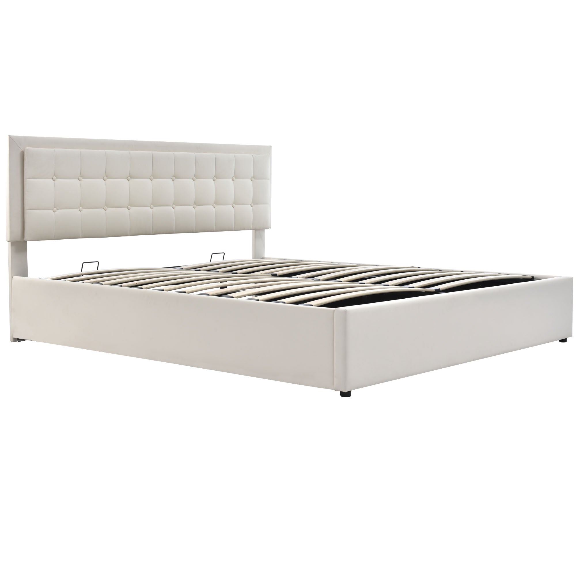 Logidon upholstered bed 140x200 cm white with storage space and LED lighting