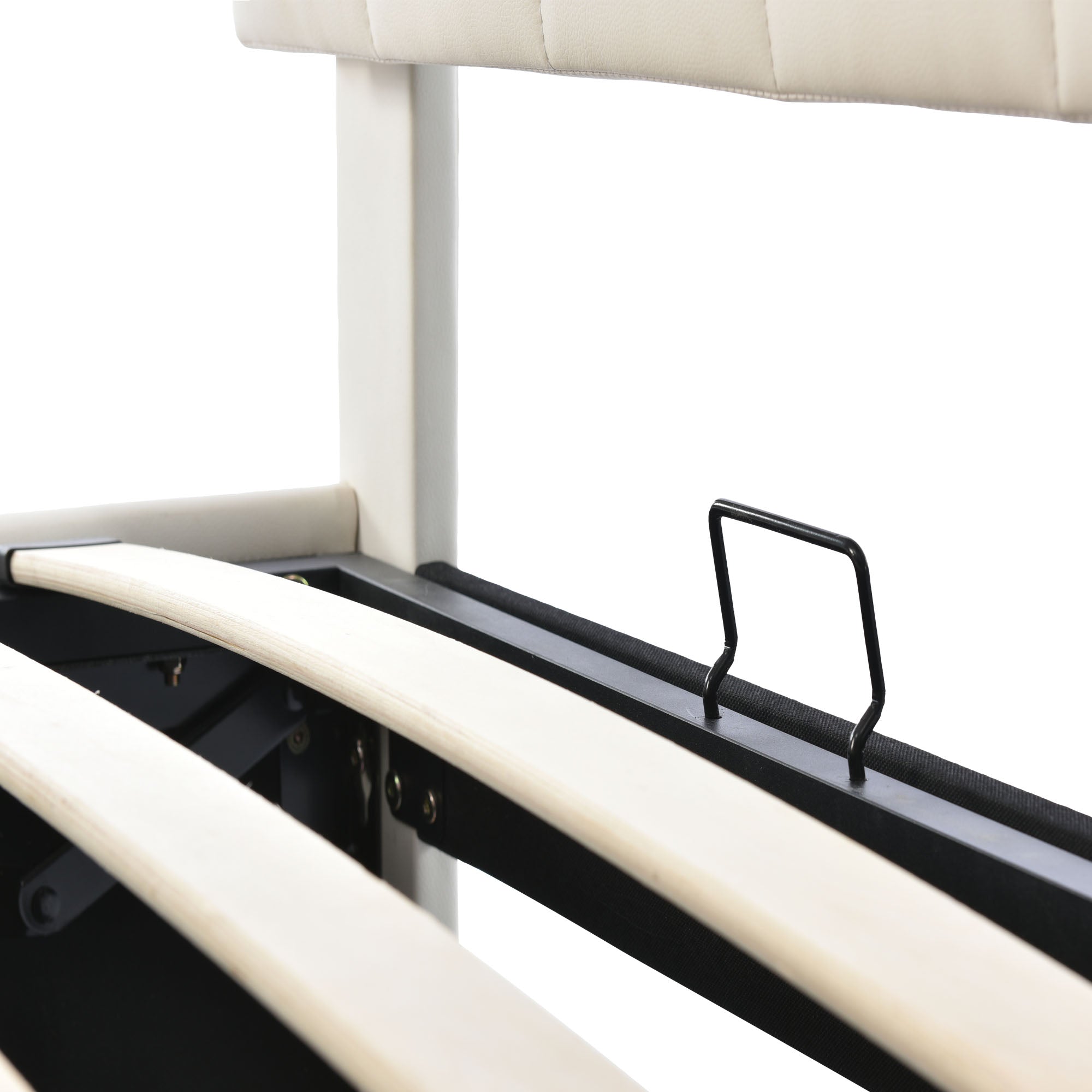 Logidon gestoffeerd bed met lattenbodem en opbergruimte wit 180x200 kunstleer