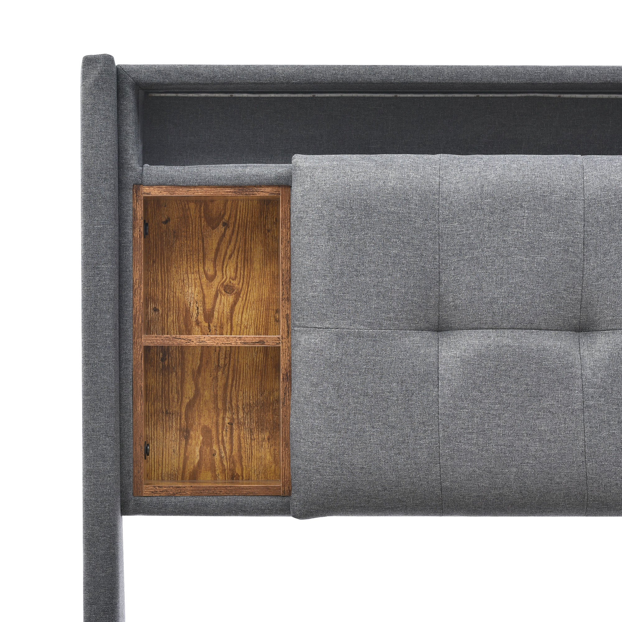 Logidon Upholstered Bed Double Bed with USB and LED Gray 140x200