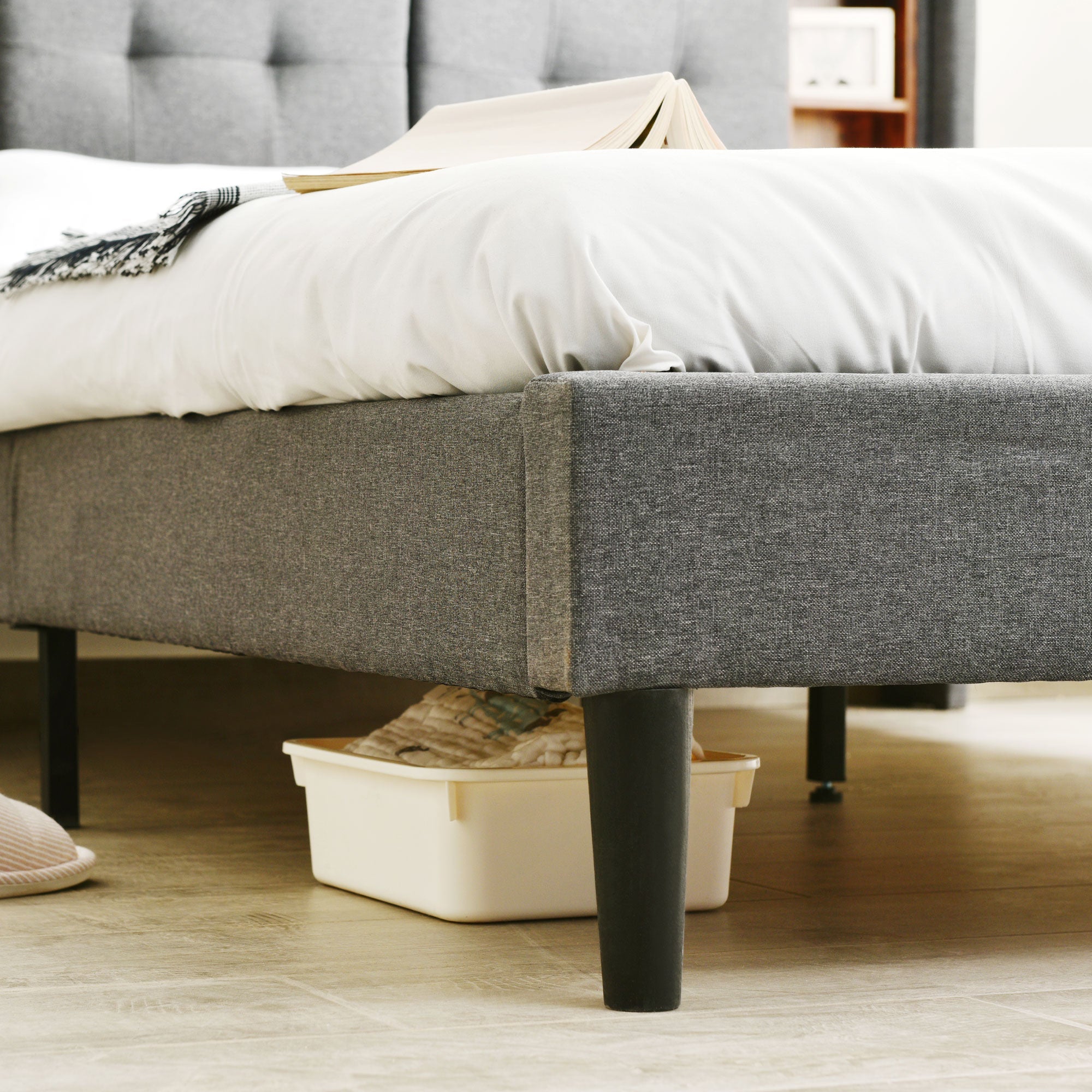 Logidon Upholstered Bed Double Bed with USB and LED Gray 140x200