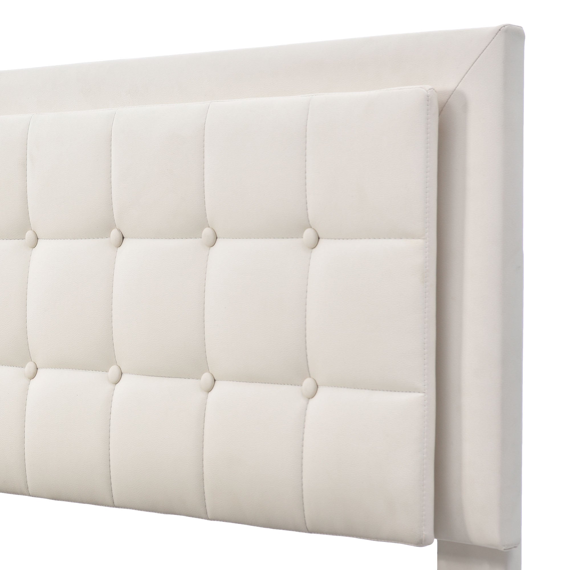 Logidon gestoffeerd bed met lattenbodem en opbergruimte wit 180x200 kunstleer