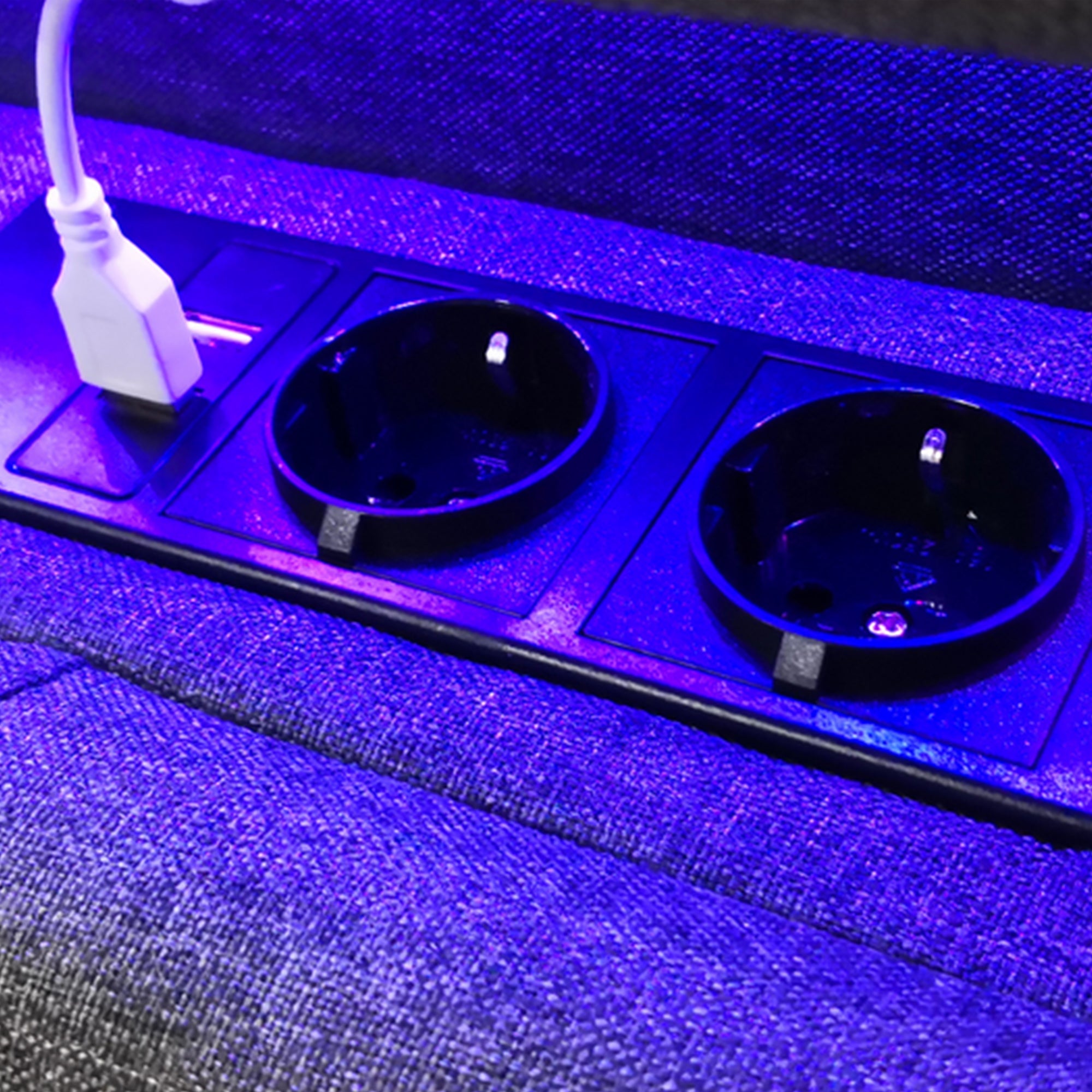 Logidon gestoffeerd bed tweepersoonsbed opbergruimte hoofdbord USB LED grijs 140x200
