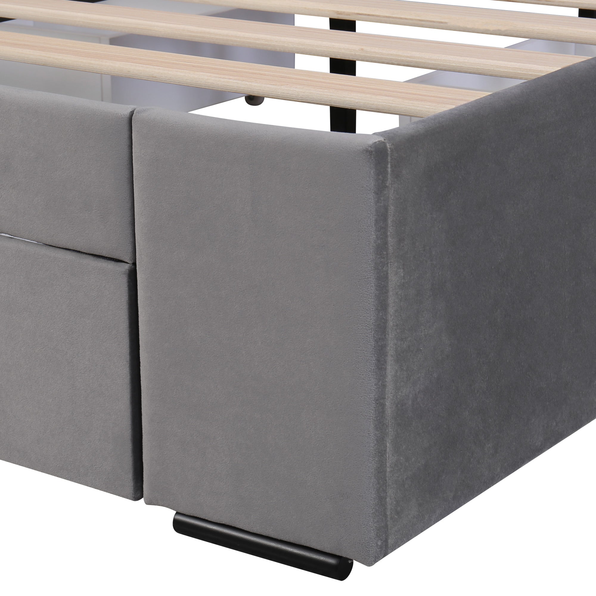 Logidon gestoffeerd bed 140x200 cm fluweelgrijs met lattenbodem 4 lades