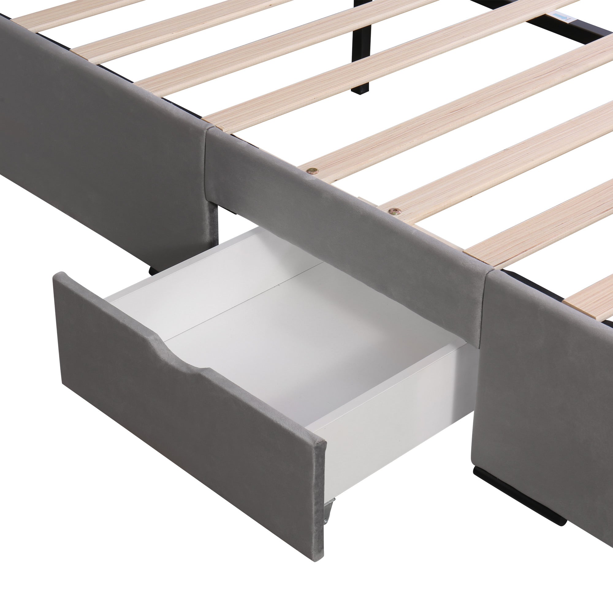 Logidon gestoffeerd bed 140x200 cm fluweelgrijs met lattenbodem 4 lades