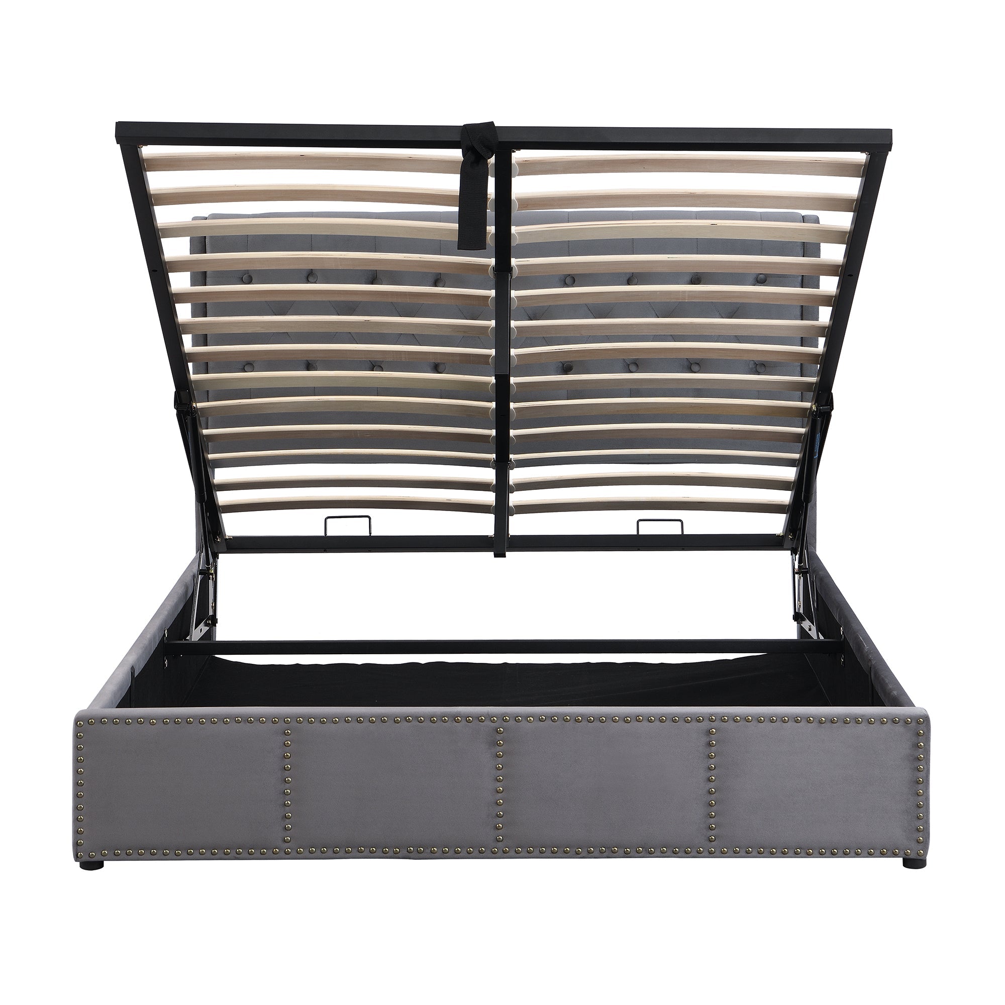 Logidon gestoffeerd bed grijs fluweel 180x200 met hydraulische hendelopbergruimte