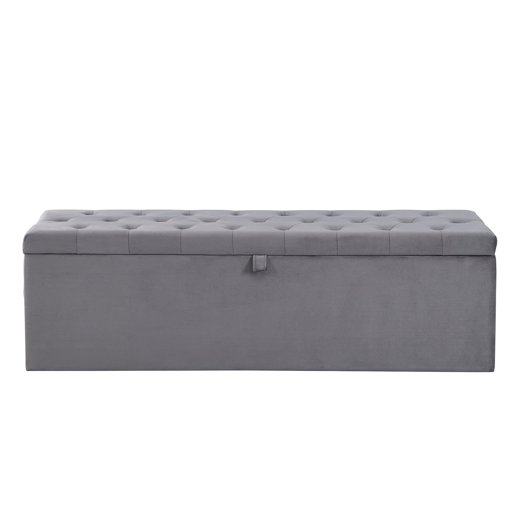 Logidon Fluwelen Bank met Opbergruimte Gestoffeerde Ottoman Grijs 138x41x42 cm
