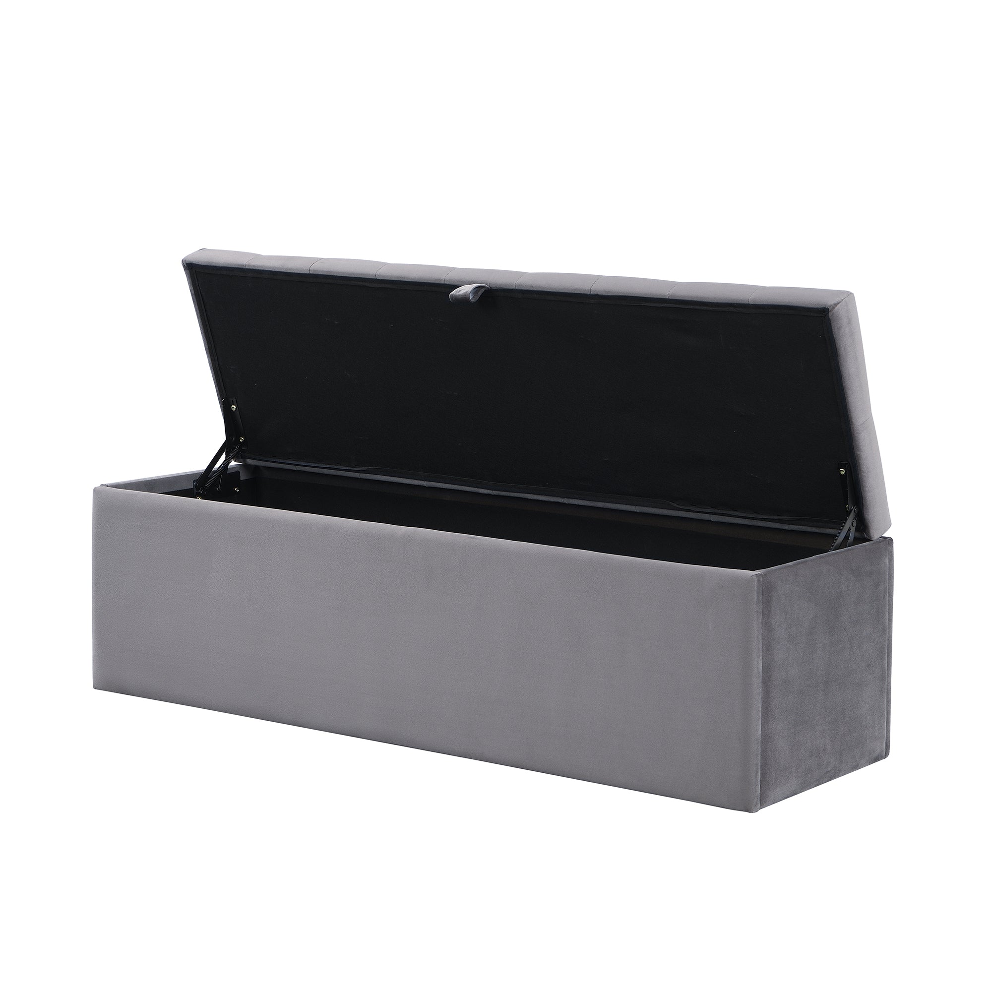 Logidon Fluwelen Bank met Opbergruimte Gestoffeerde Ottoman Grijs 138x41x42 cm