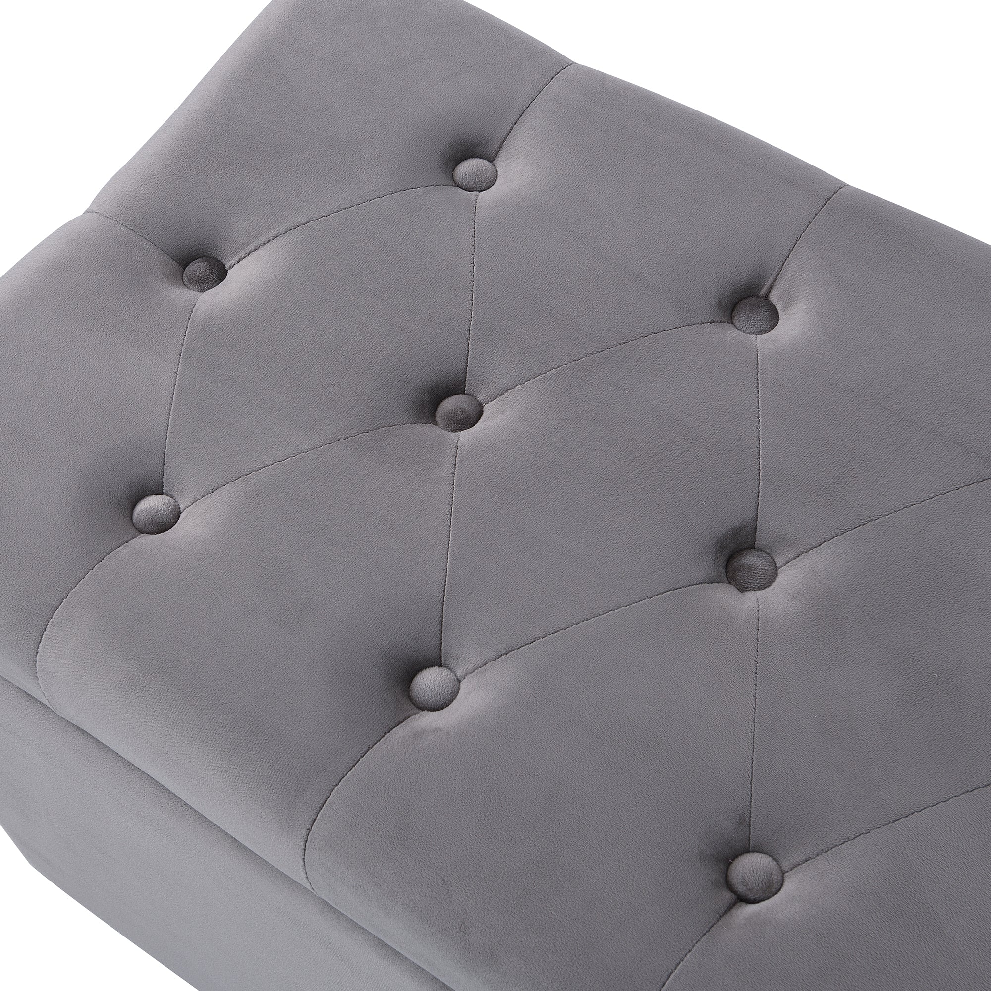 Logidon Fluwelen Bank met Opbergruimte Gestoffeerde Ottoman Grijs 138x41x42 cm