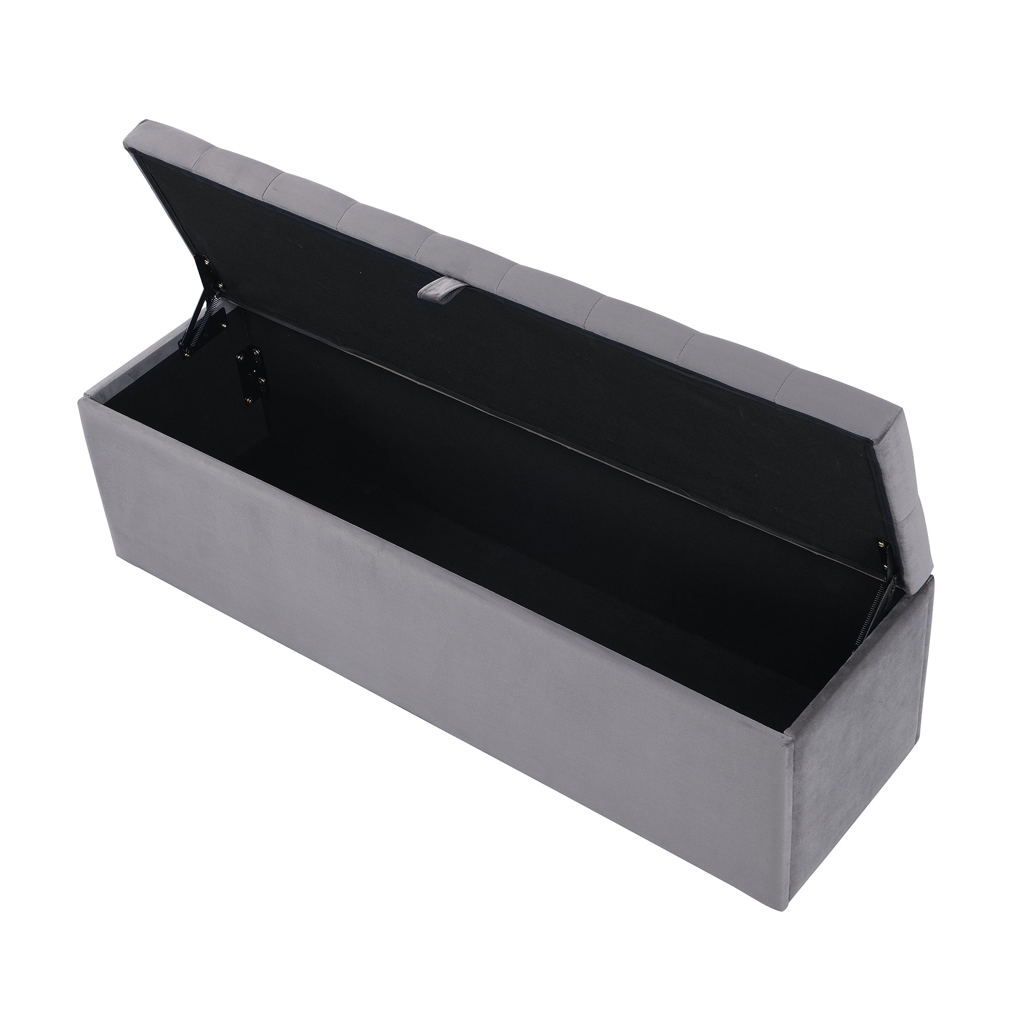 Logidon Fluwelen Bank met Opbergruimte Gestoffeerde Ottoman Grijs 138x41x42 cm