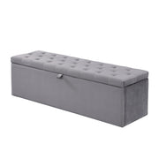 Logidon Fluwelen Bank met Opbergruimte Gestoffeerde Ottoman Grijs 138x41x42 cm