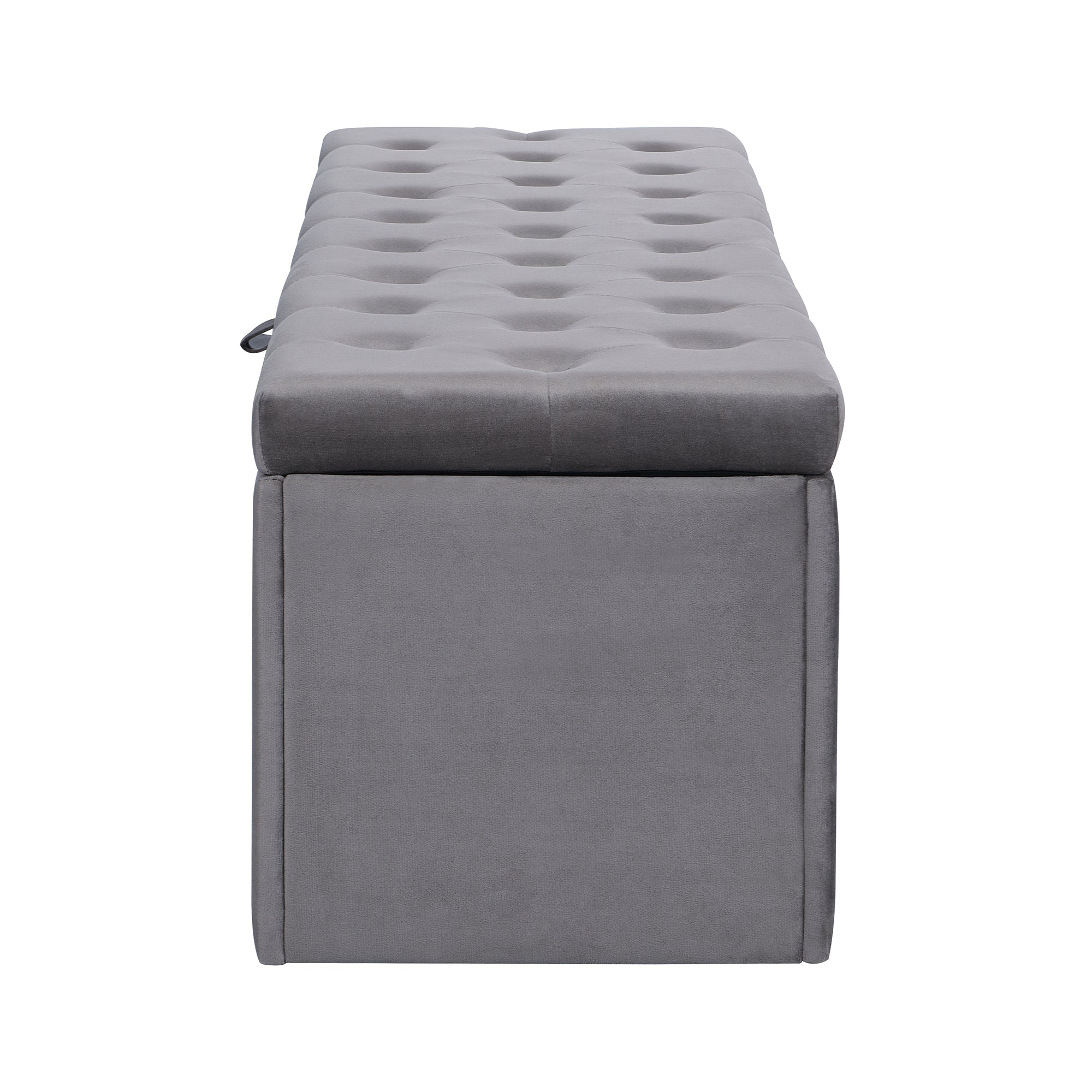 Logidon Fluwelen Bank met Opbergruimte Gestoffeerde Ottoman Grijs 138x41x42 cm