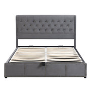 Logidon gestoffeerd bed met opbergvak met hydraulische hendel 160x200 cm grijs fluweel