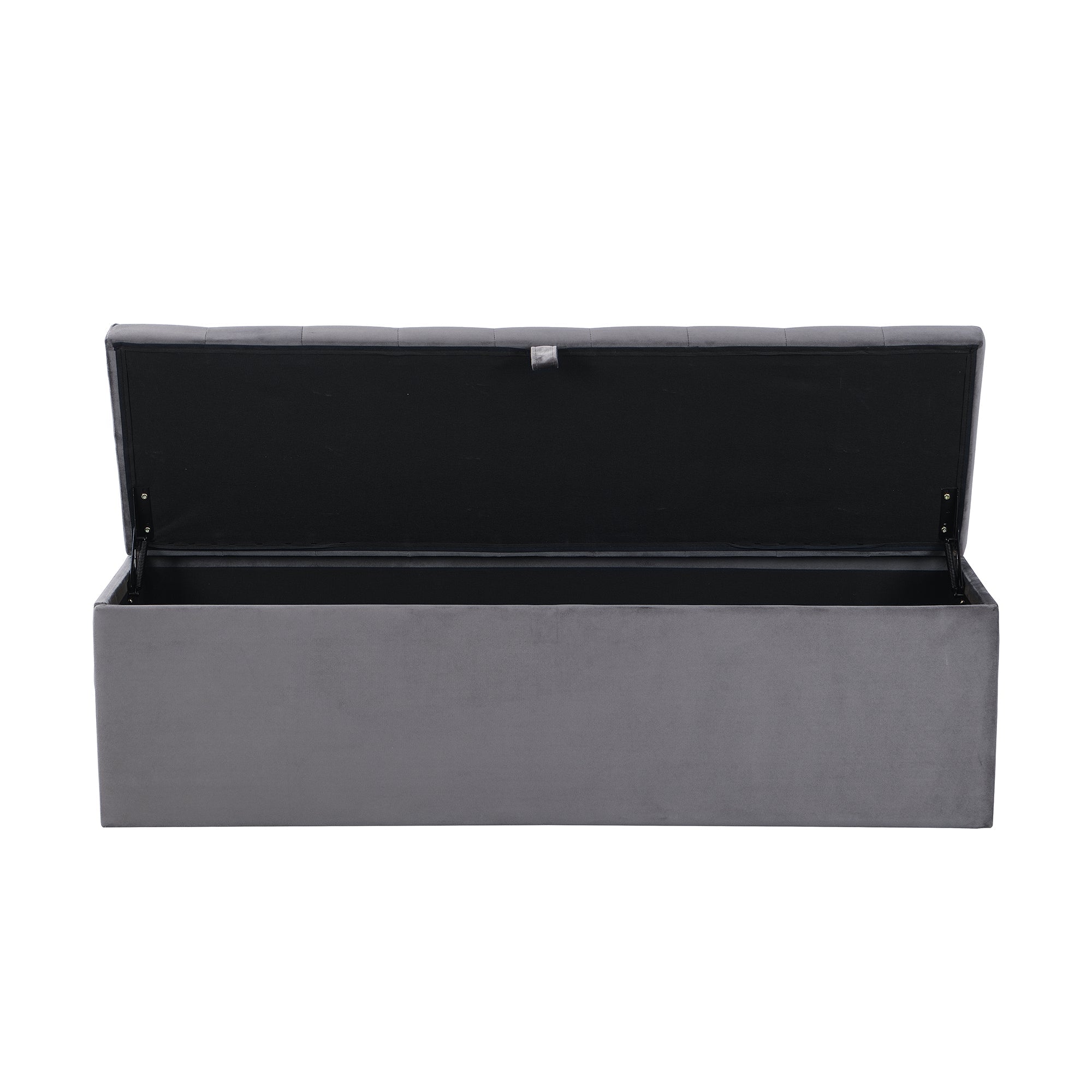 Logidon Fluwelen Bank met Opbergruimte Gestoffeerde Ottoman Grijs 138x41x42 cm