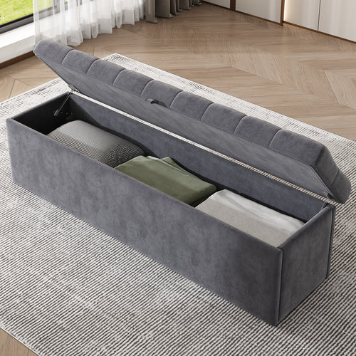 Logidon gestoffeerd bed 140x200 cm grijs fluweel met hydraulische hendel