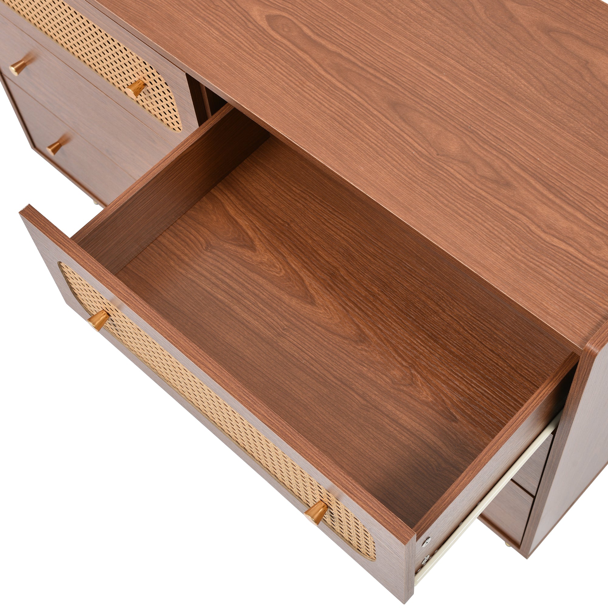 Logidon chest of drawers with 6 drawers walnut rattan front H90 W120 D40