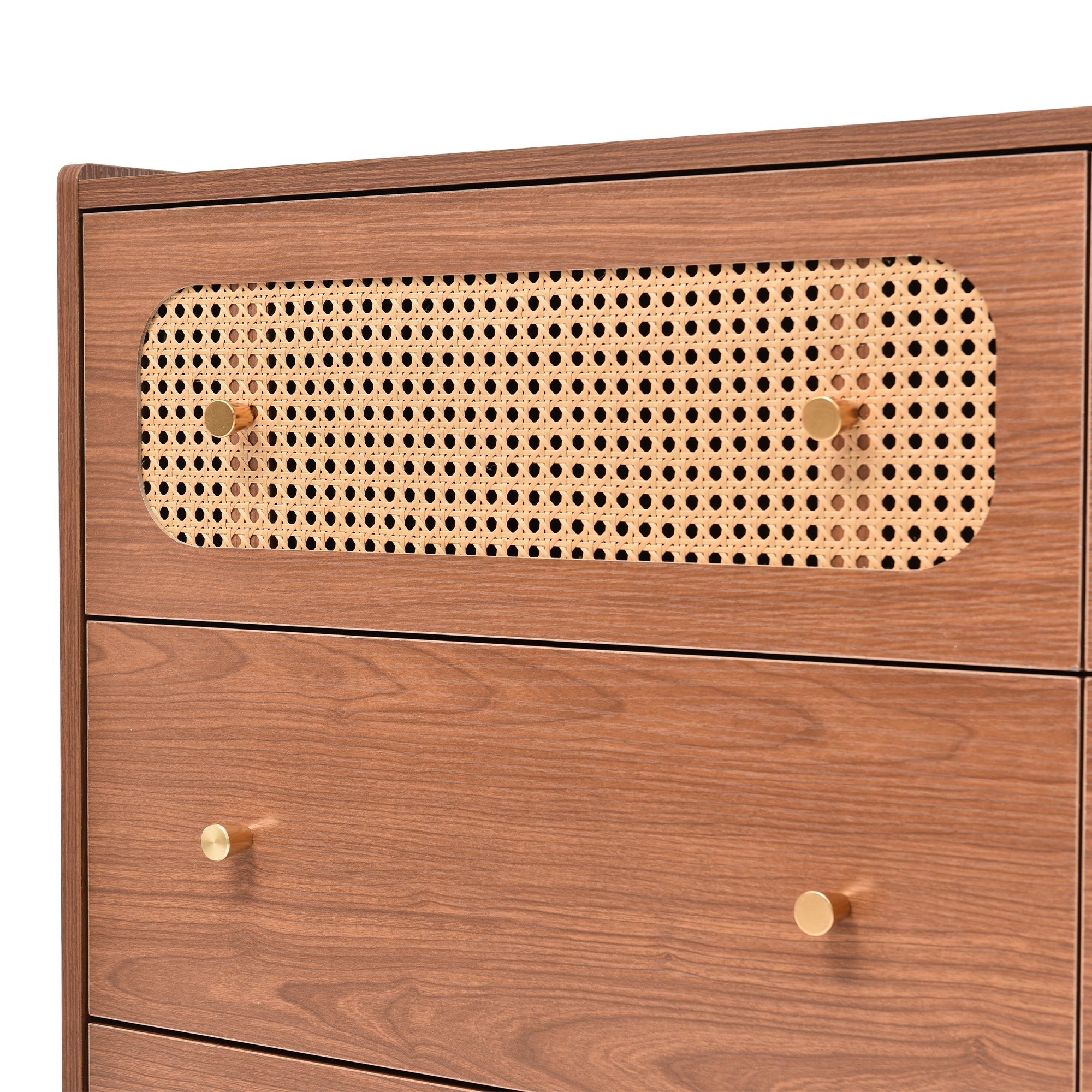 Logidon chest of drawers with 6 drawers walnut rattan front H90 W120 D40