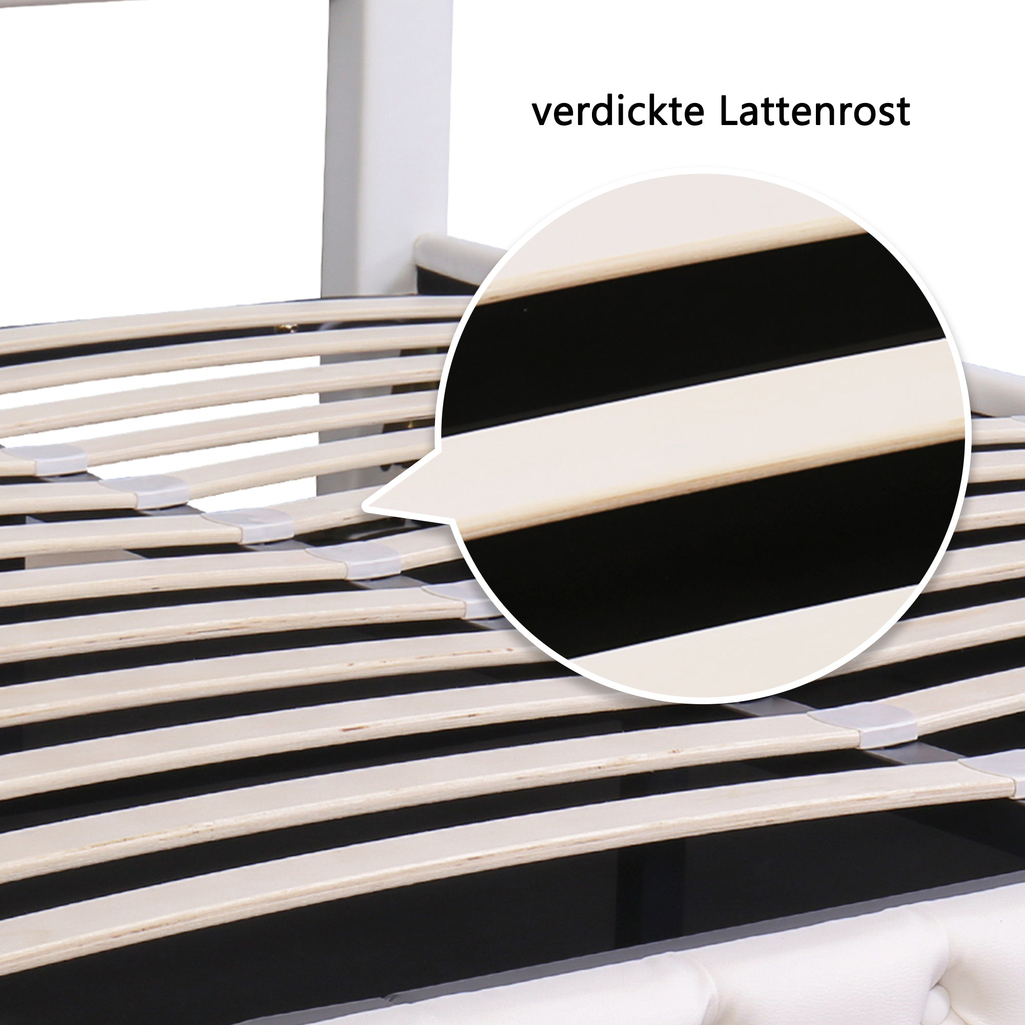 Logidon gestoffeerd bed 140x200 wit PU met lattenbodem LED verlichting opbergruimte