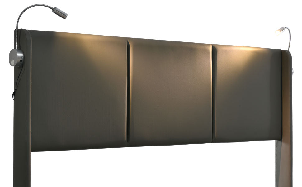Logidon upholstered bed 140x200 double bed storage space USB charging function gray