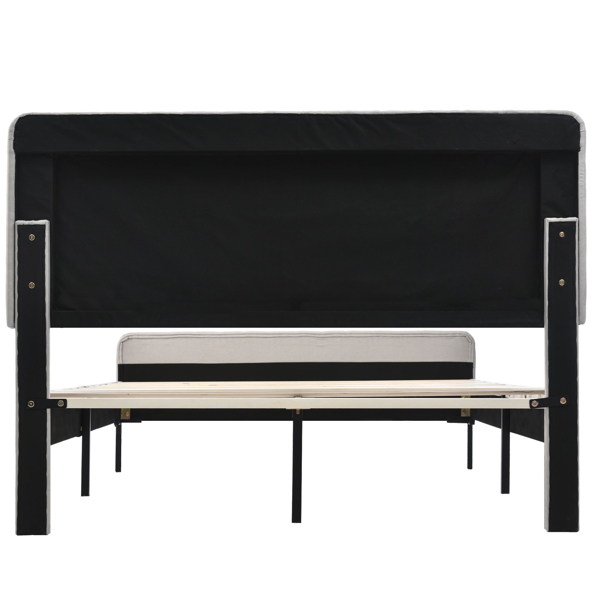 Logidon gestoffeerd bed tweepersoonsbed 140x200 verstelbaar hoofdbord grijsbeige