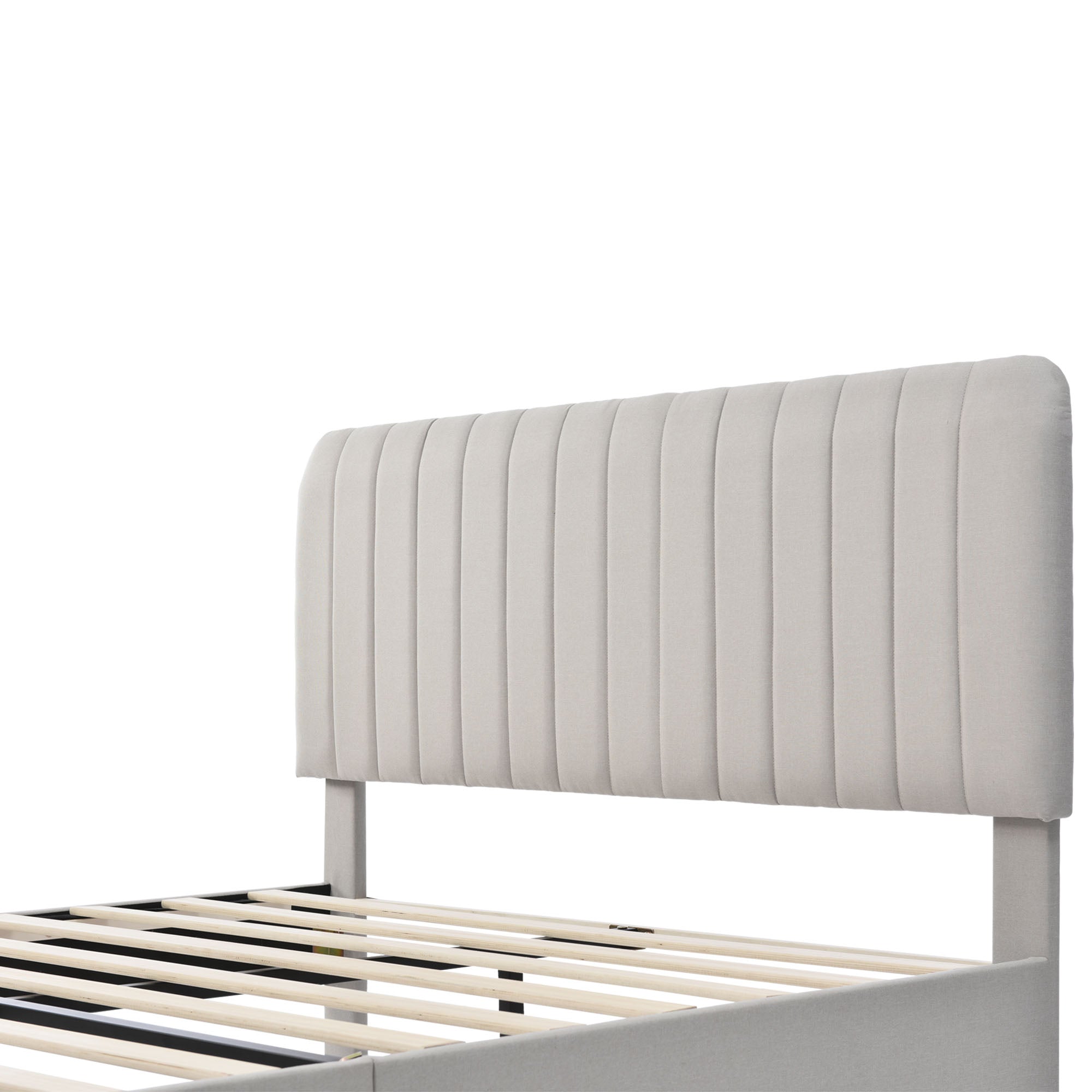 Logidon Gestoffeerd bed 160x200 met verstelbaar hoofdeinde grijsbeige