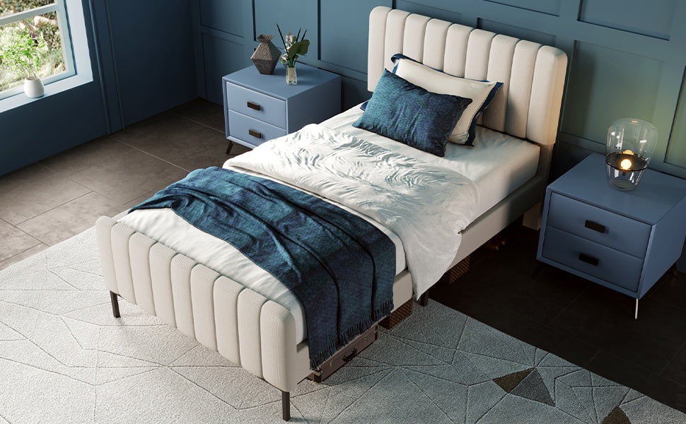 Logidon Gestoffeerd bed 90x200 cm met verstelbaar hoofdbord grijsbeige